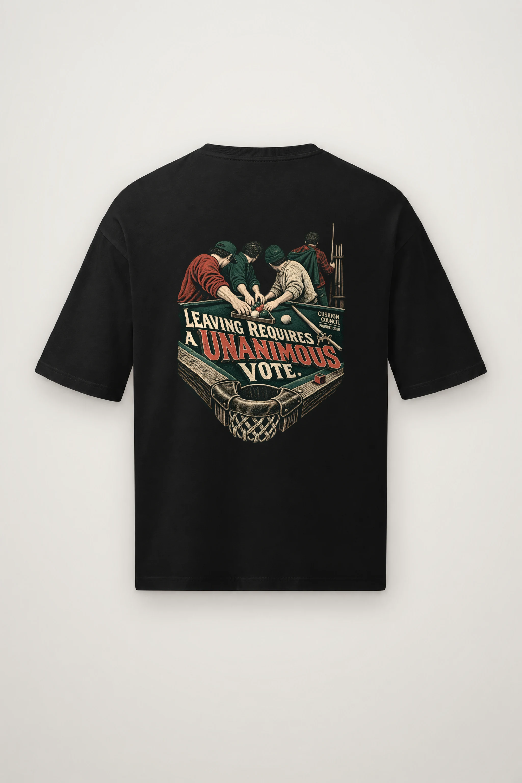 "Leaving Requires a Unanimous Vote" Men's Oversized Heavyweight Crewneck T-Shirt