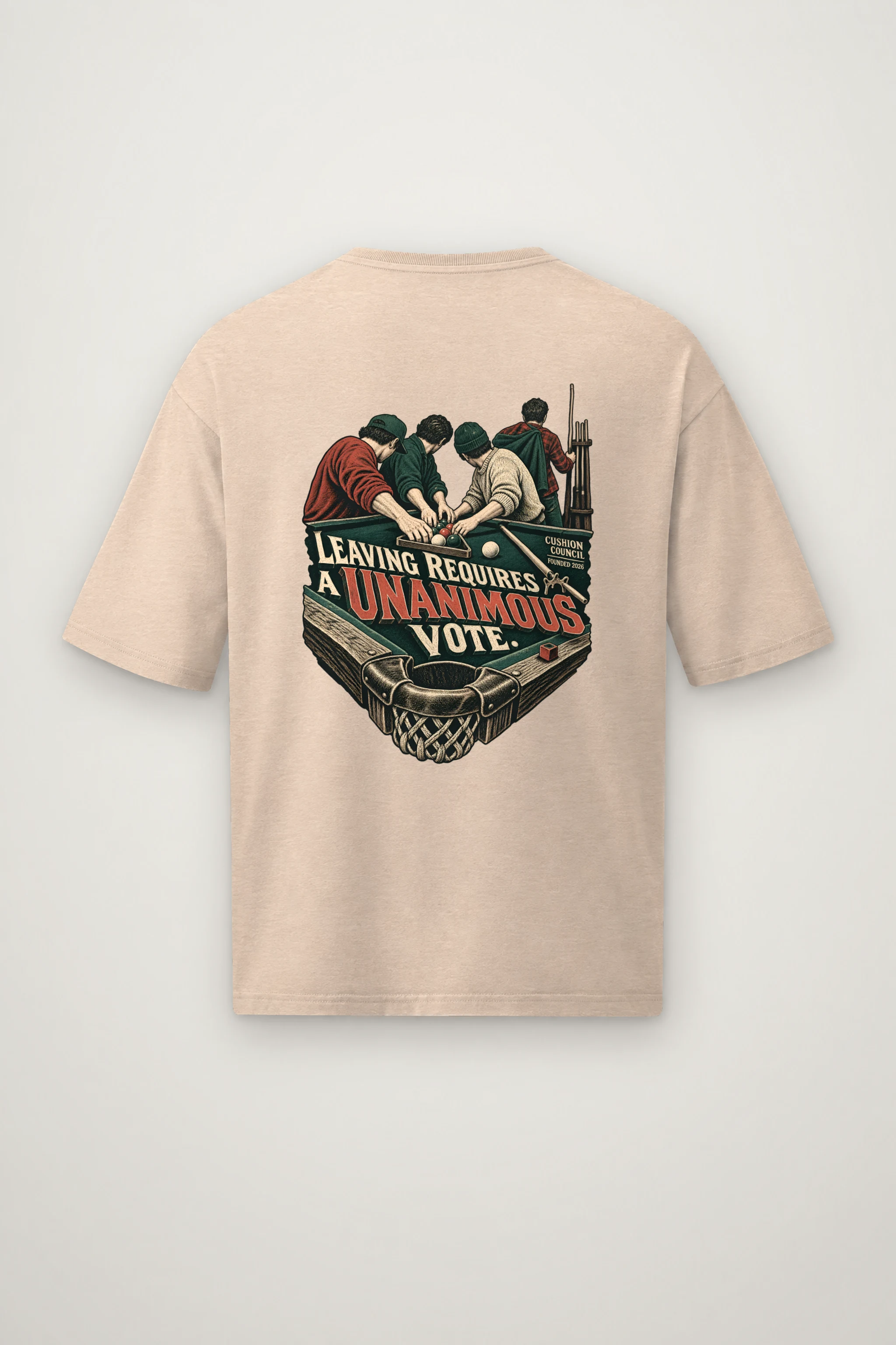 "Leaving Requires a Unanimous Vote" Men's Oversized Heavyweight Crewneck T-Shirt