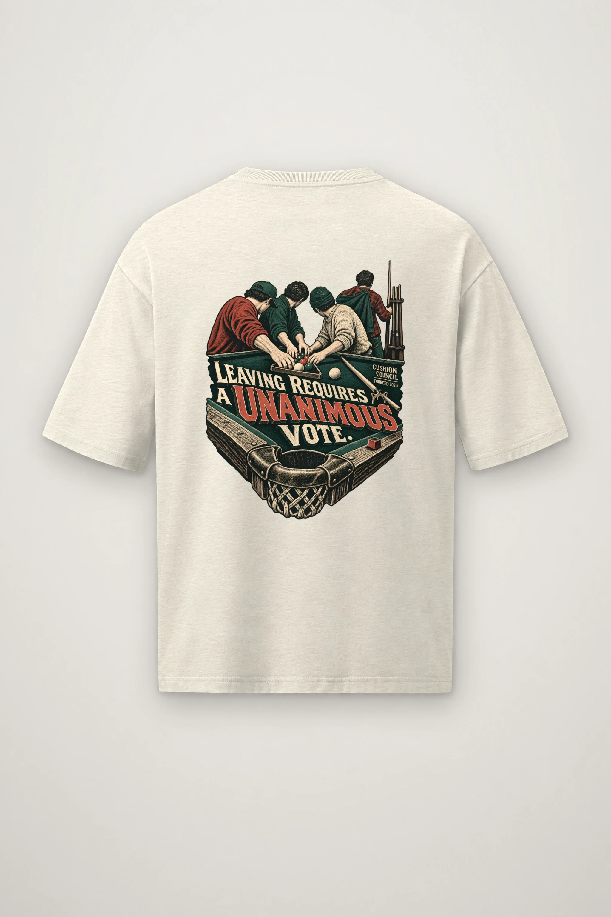 "Leaving Requires a Unanimous Vote" Men's Oversized Heavyweight Crewneck T-Shirt