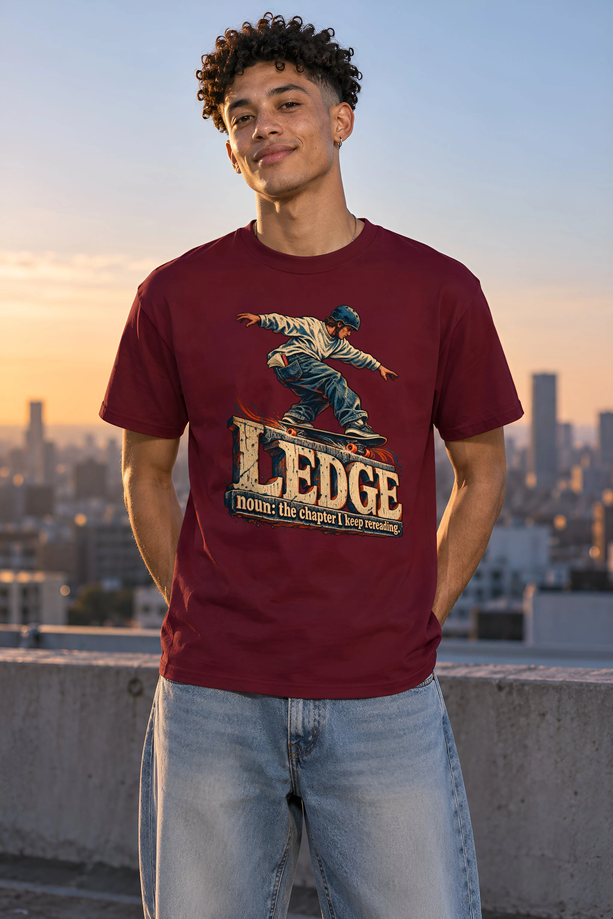 "Ledge Skater Paperback Tee" Heavyweight Unisex Crewneck T-shirt