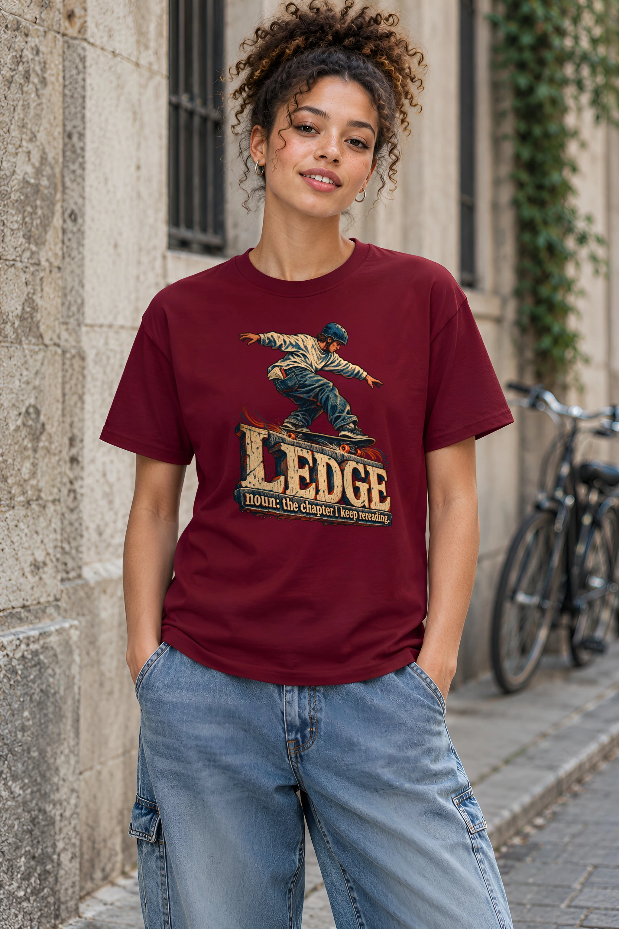 "Ledge Skater Paperback Tee" Heavyweight Unisex Crewneck T-shirt