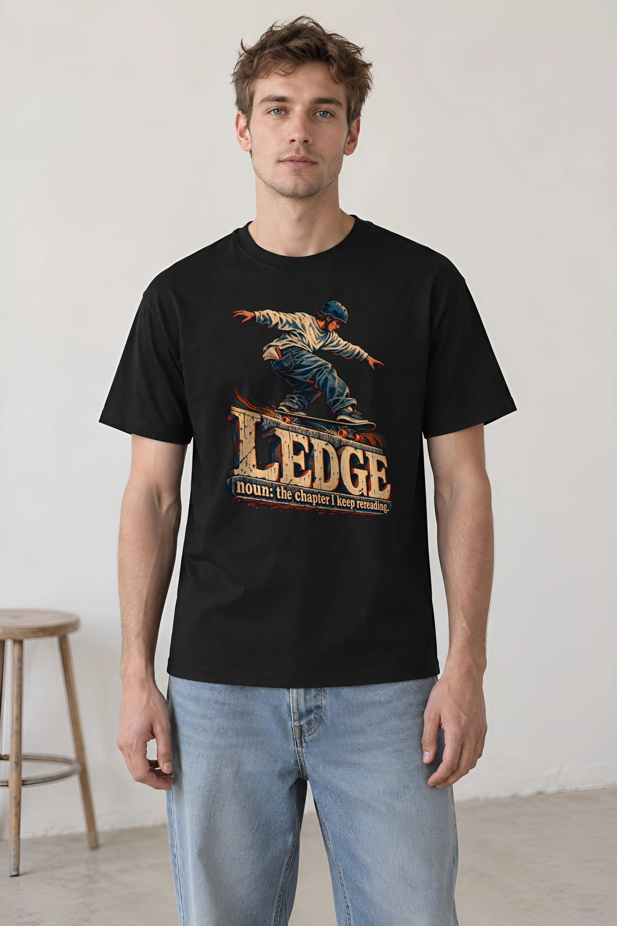 "Ledge Skater Paperback Tee" Heavyweight Unisex Crewneck T-shirt