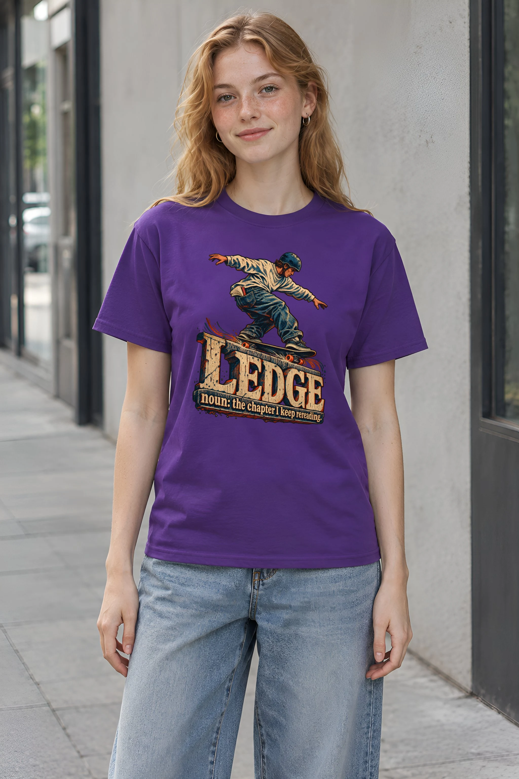 "Ledge Skater Paperback Tee" Heavyweight Unisex Crewneck T-shirt