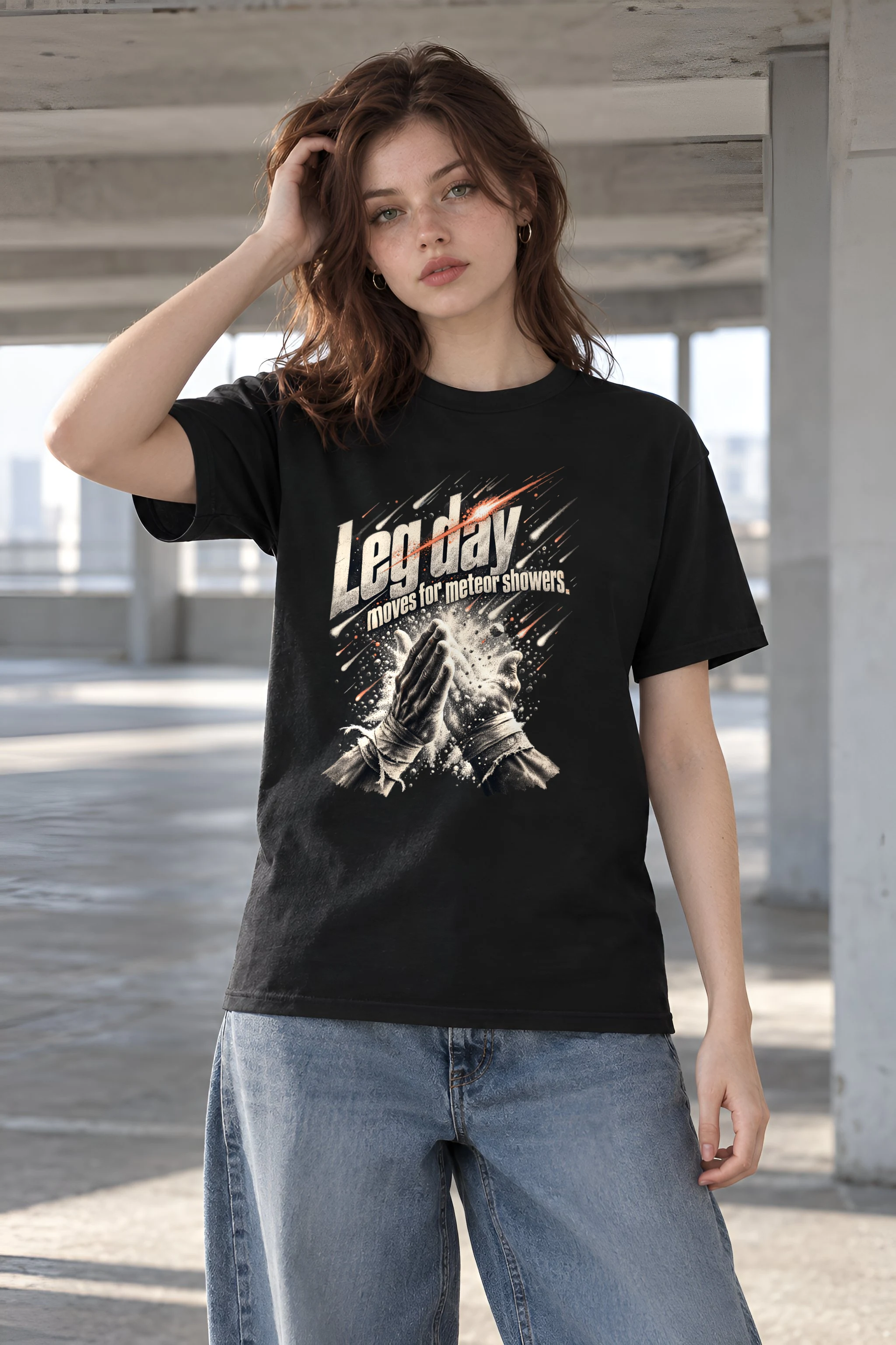 "Leg Day Meteor Showers" Heavyweight Unisex Crewneck T-shirt