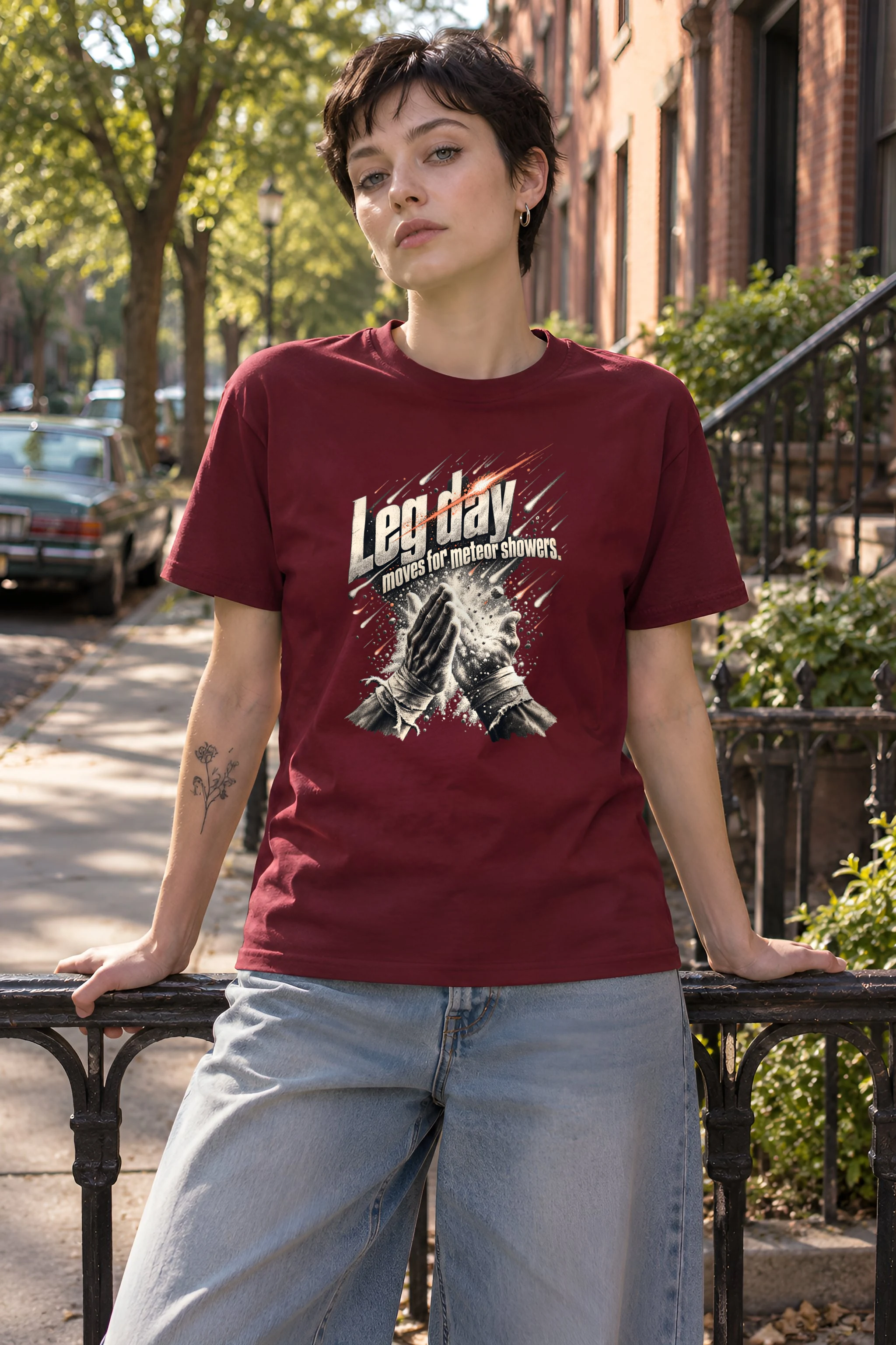 "Leg Day Meteor Showers" Heavyweight Unisex Crewneck T-shirt