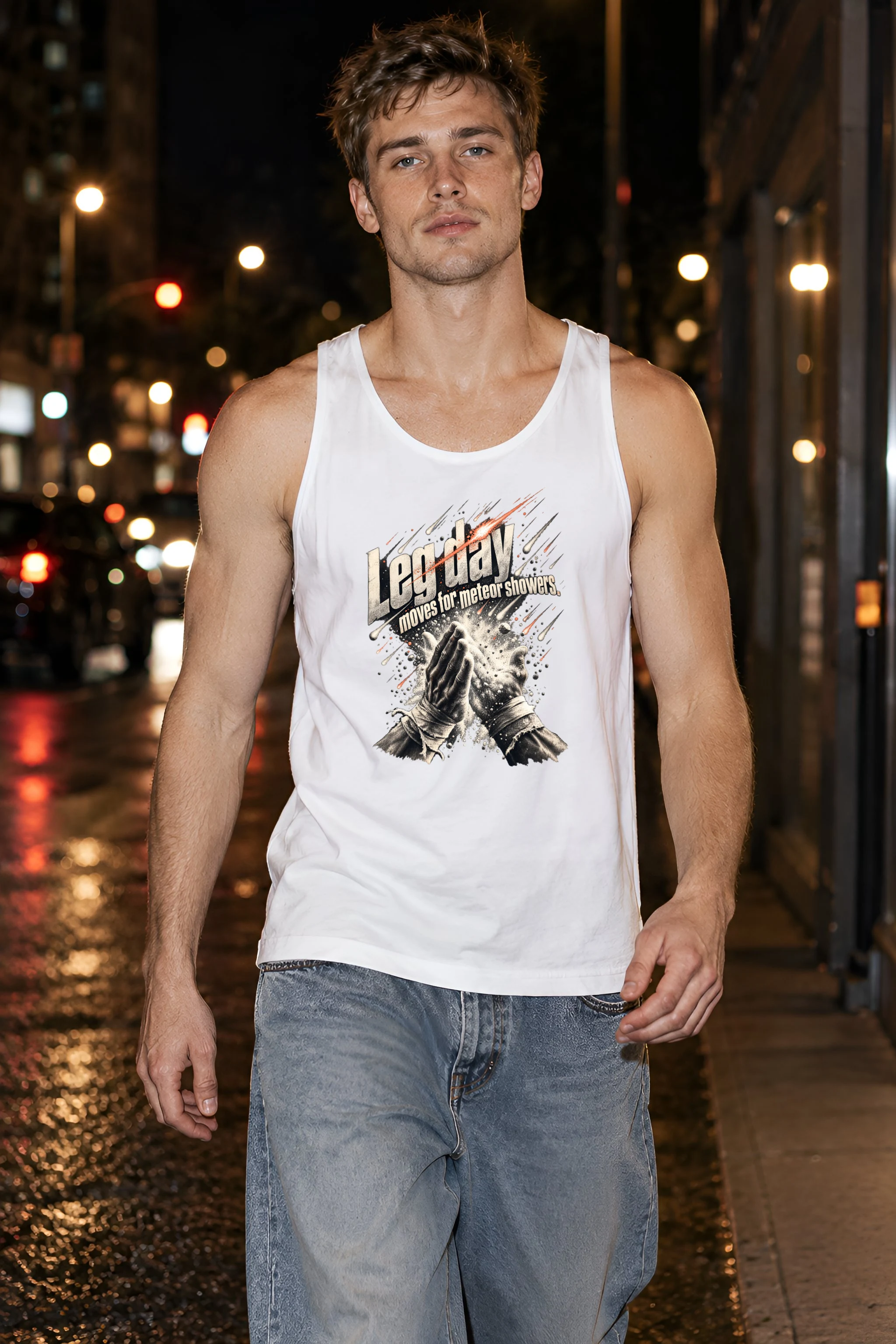 "Leg Day Moves for Meteor Showers" Unisex Jersey Tank