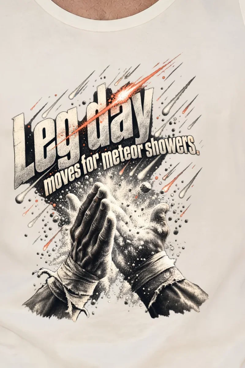 "Leg Day Moves for Meteor Showers" Unisex Jersey Tank - the graphic up close