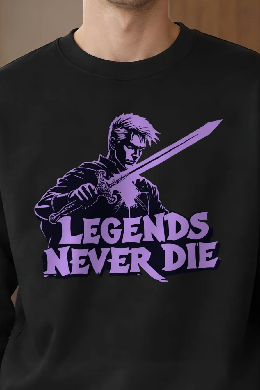 "Legends Never Die" 1 Crewneck Sweatshirt - the graphic up close