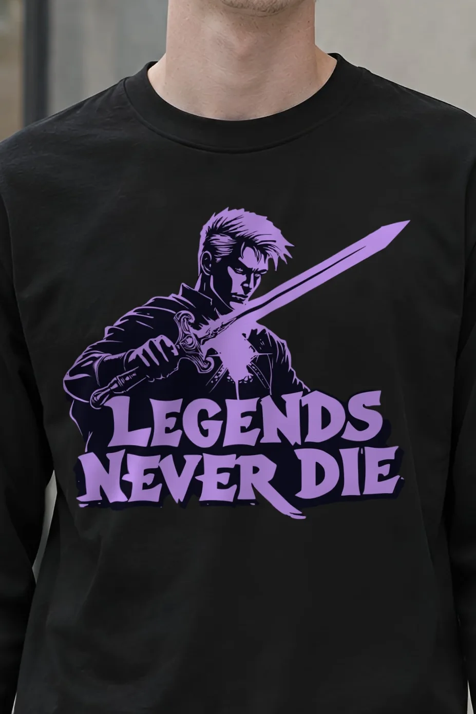 "Legends Never Die" Unisex Longsleeve T-shirt - the graphic up close