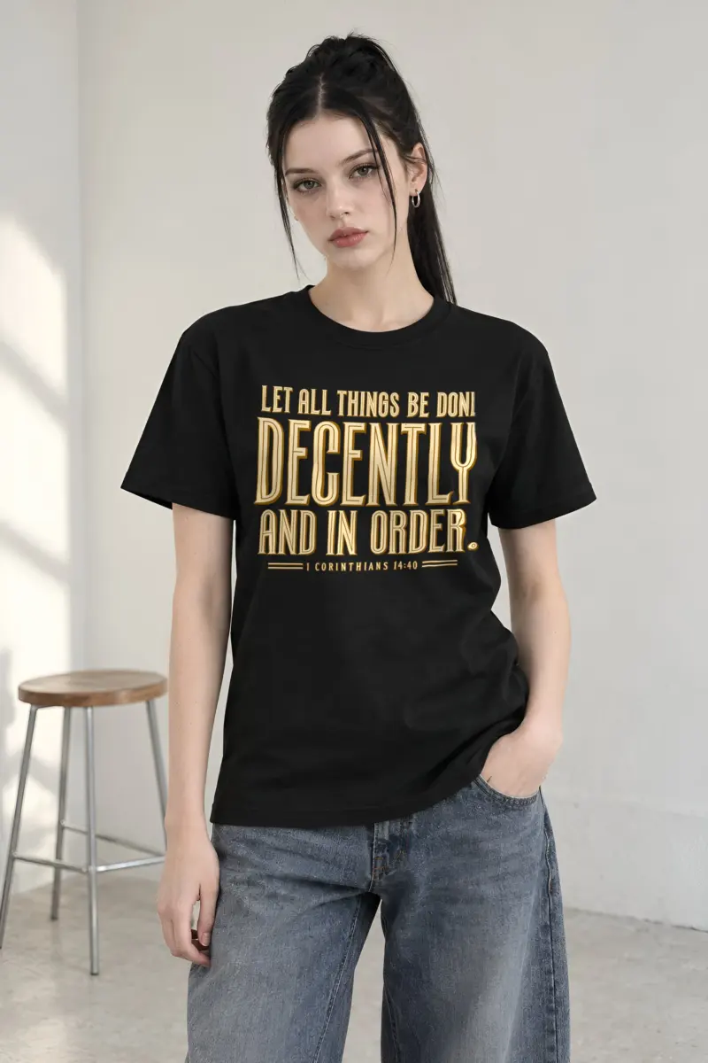 "Let All Things Be Done Decently" Heavyweight Unisex Crewneck T-shirt