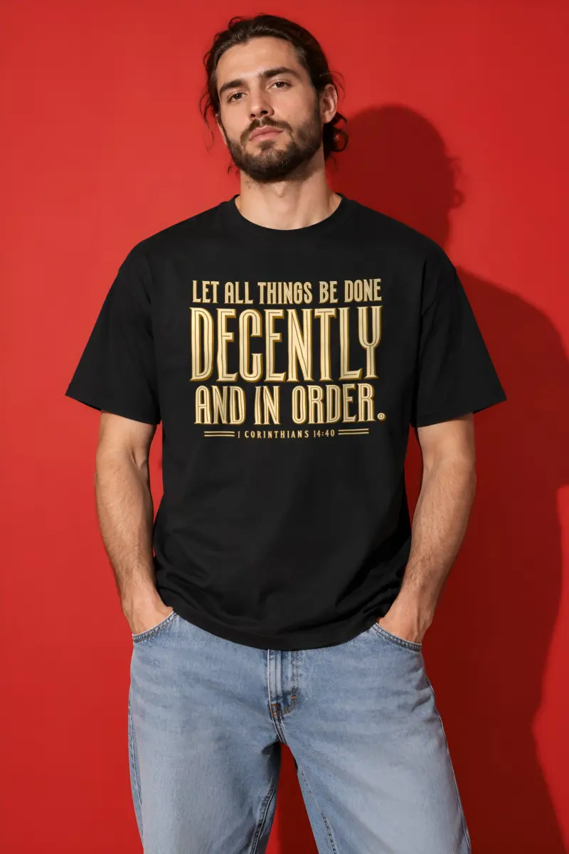 "Let All Things Be Done Decently" Heavyweight Unisex Crewneck T-shirt