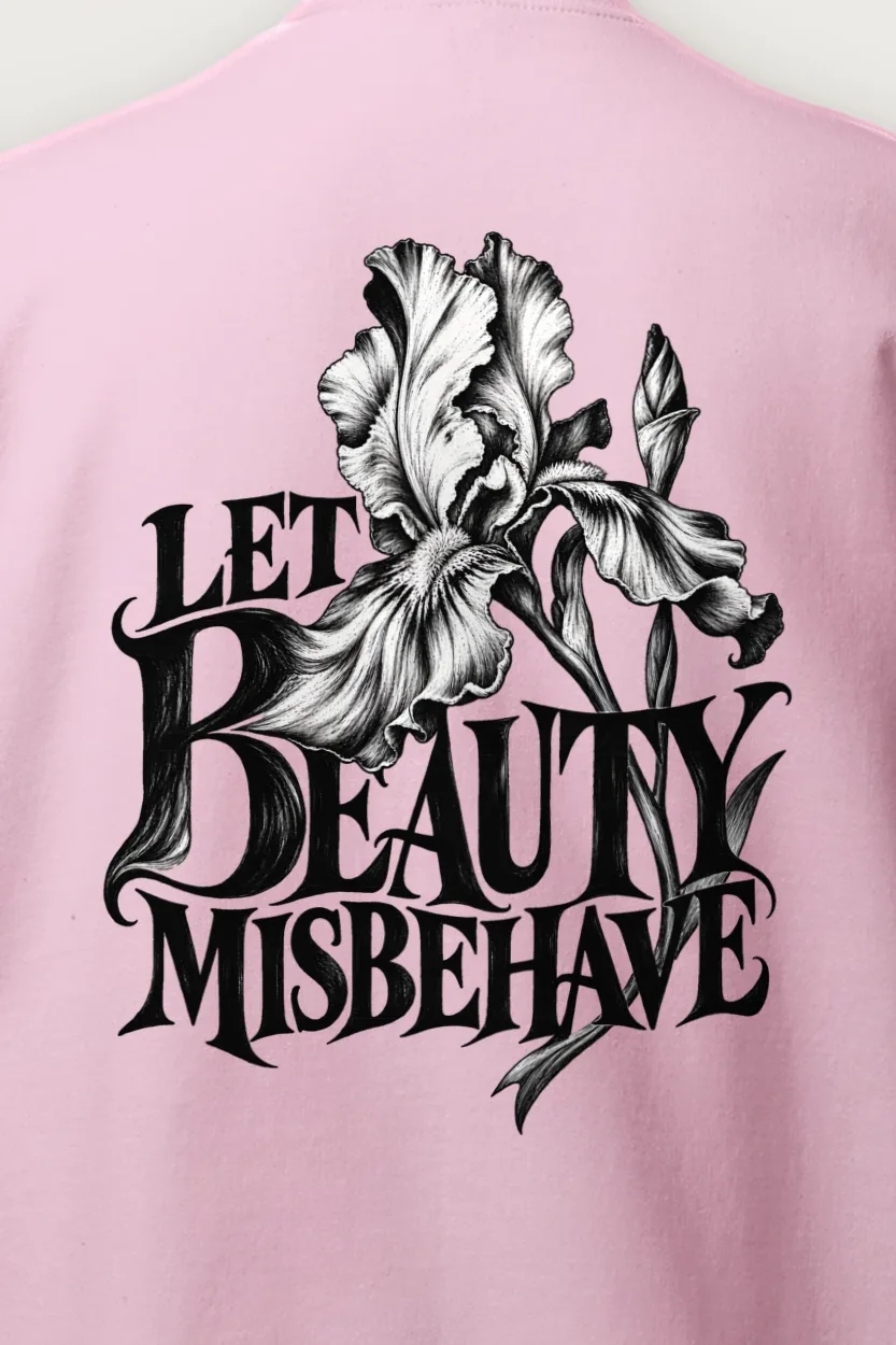"Let Beauty Misbehave" Heavy Blend Unisex Crewneck Sweatshirt - the graphic up close
