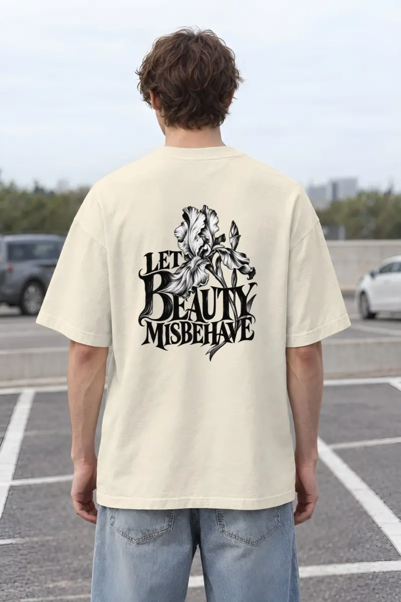 "Let Beauty Misbehave" Unisex Oversized Heavyweight Crewneck T-Shirt