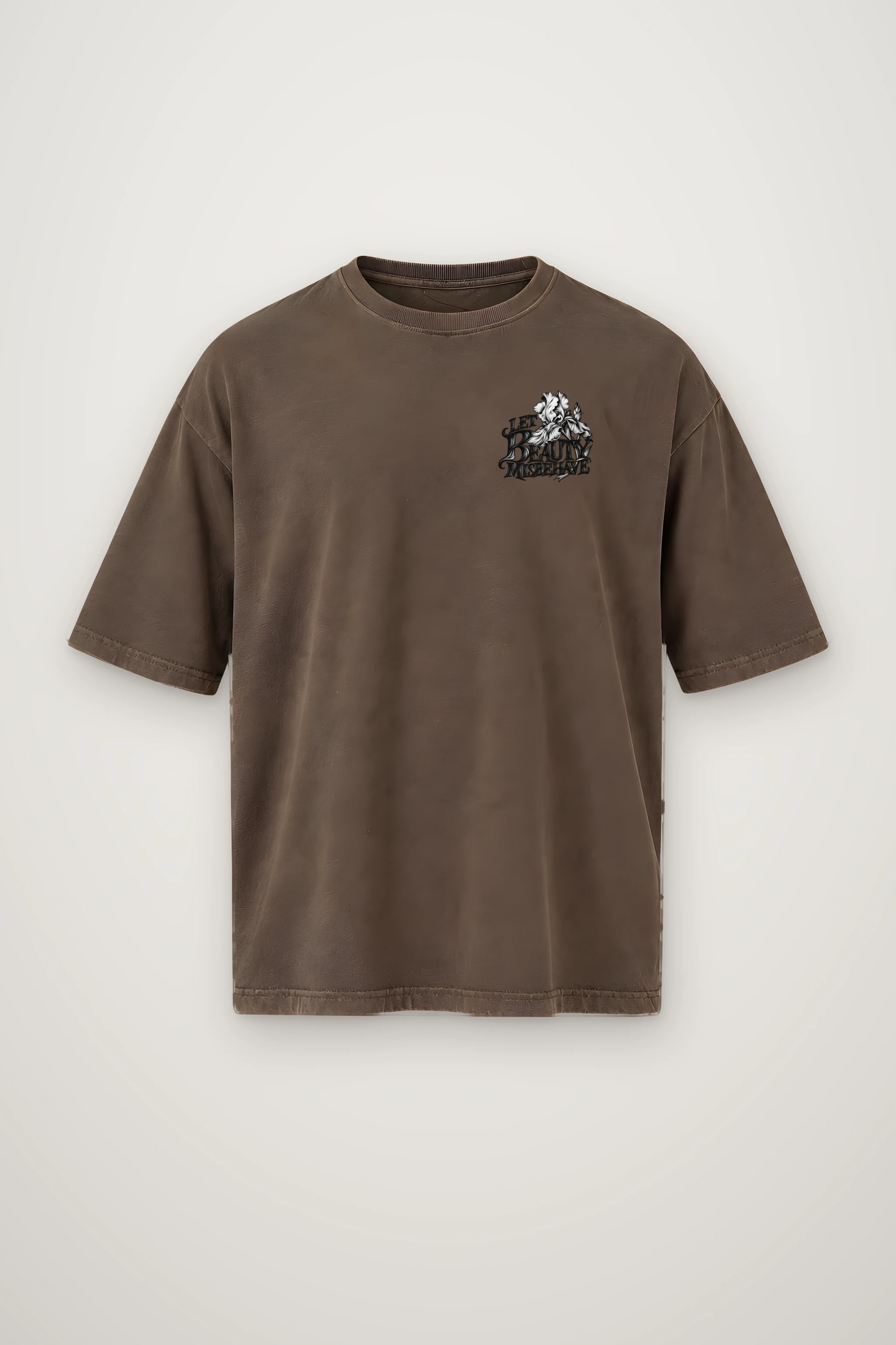 "Let Beauty Misbehave" Men's Oversized Heavyweight Crewneck T-Shirt
