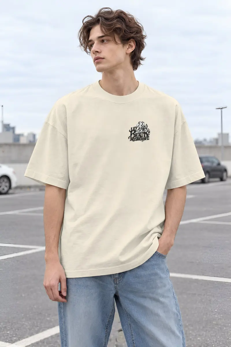 "Let Beauty Misbehave" Unisex Oversized Heavyweight Crewneck T-Shirt