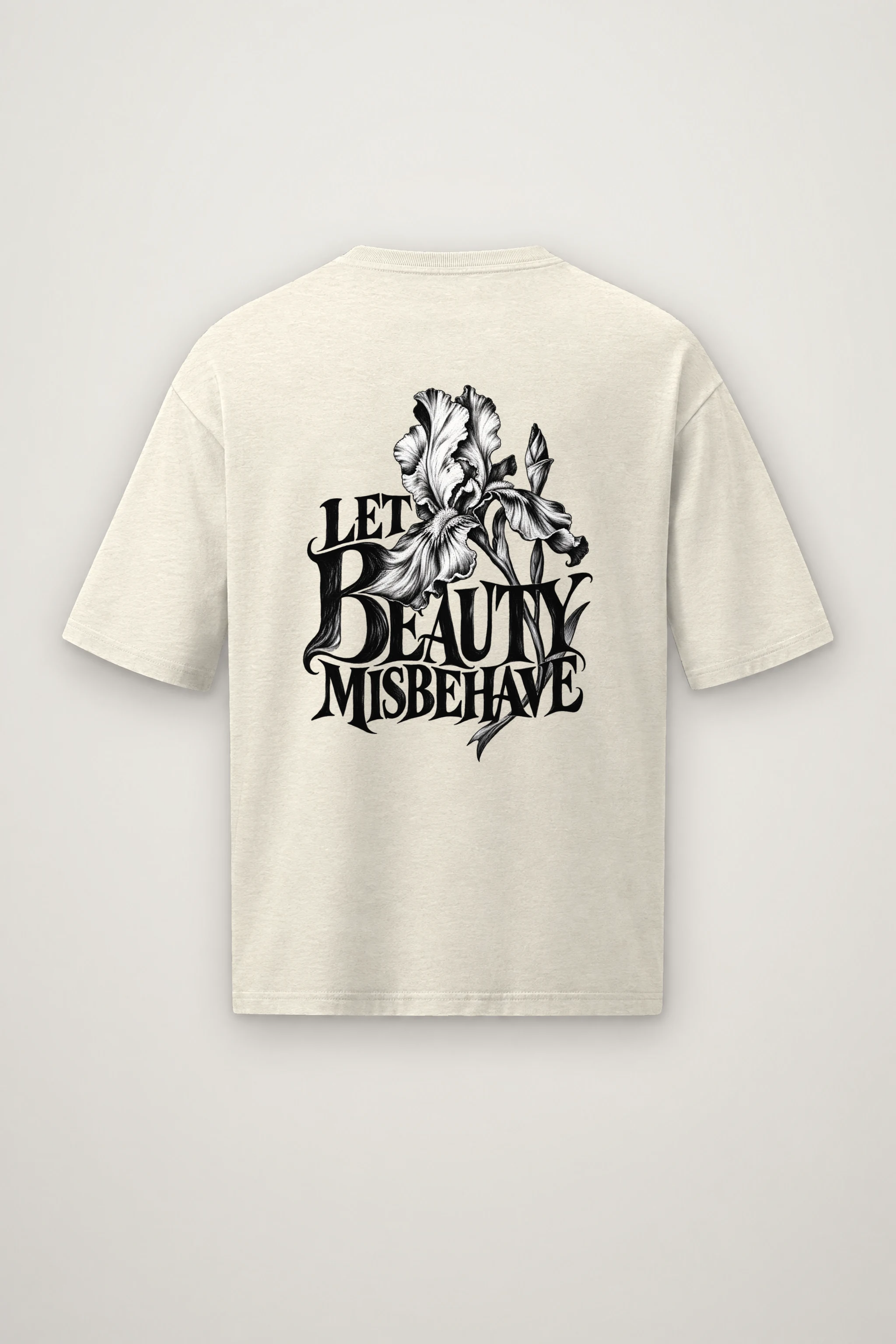 "Let Beauty Misbehave" Men's Oversized Heavyweight Crewneck T-Shirt