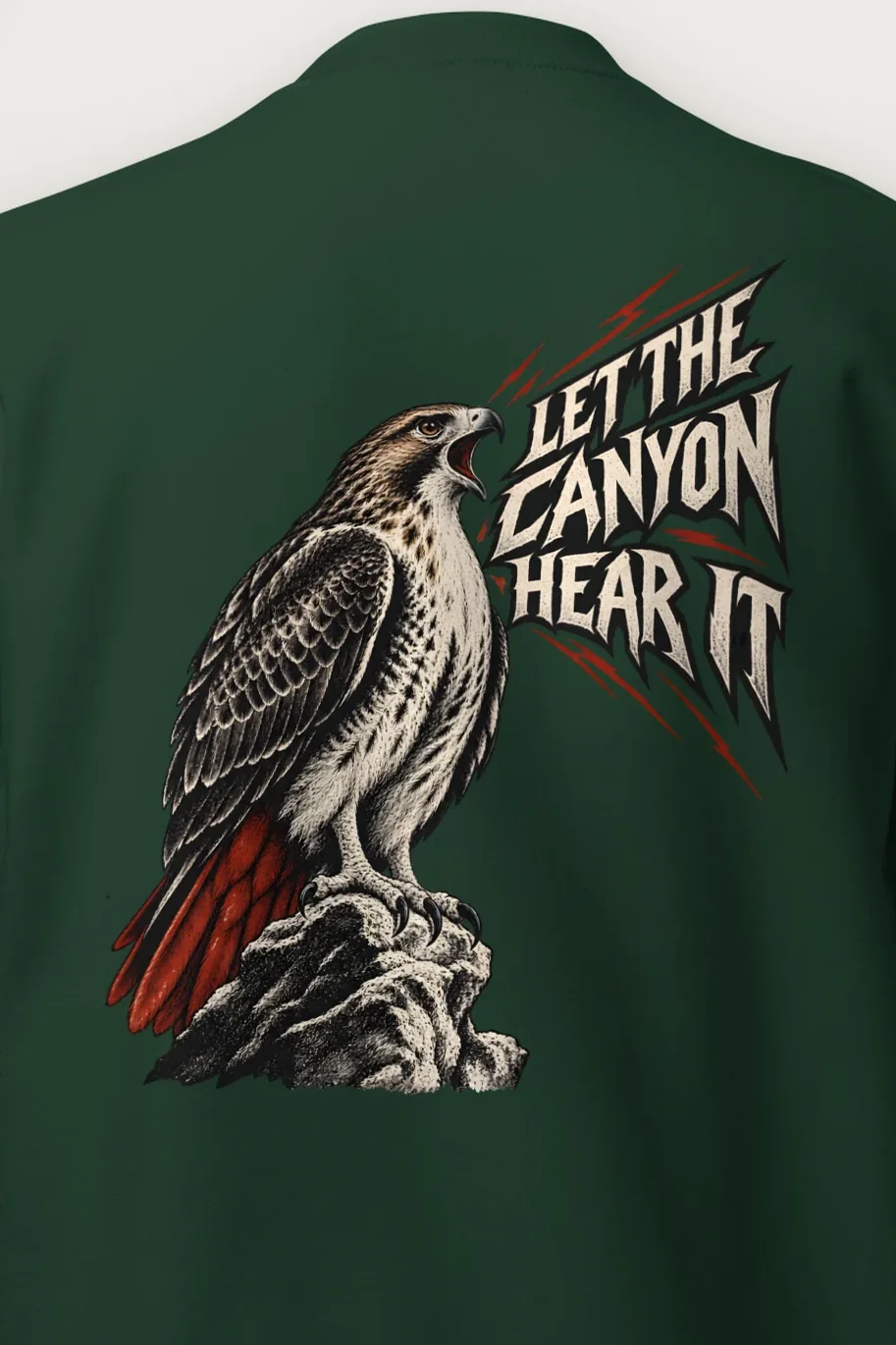 "Let the Canyon Hear It" Heavy Blend Unisex Crewneck Sweatshirt - the graphic up close