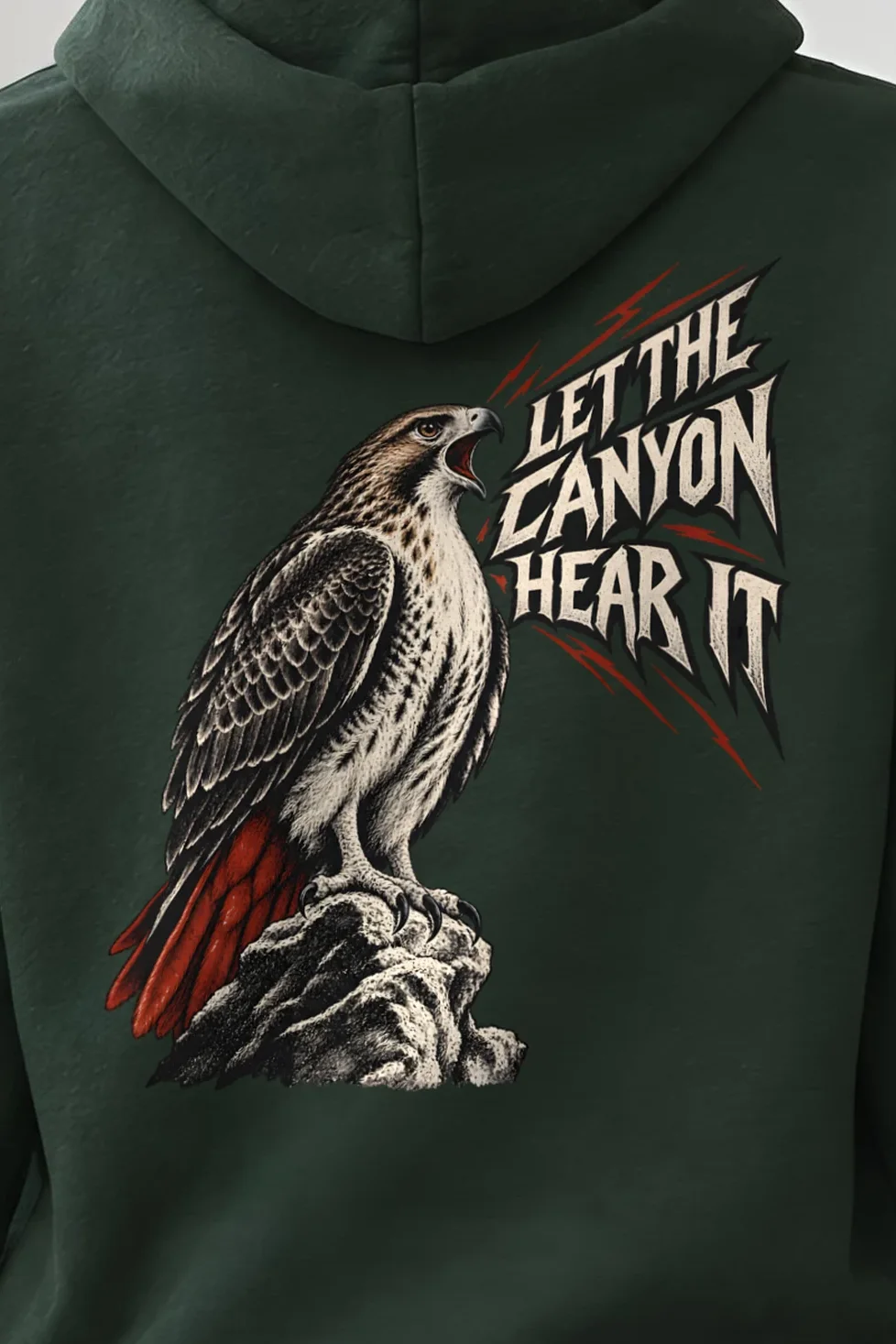 "Let the Canyon Hear It" Heavy Blend Unisex Pullover Hoodie - the graphic up close