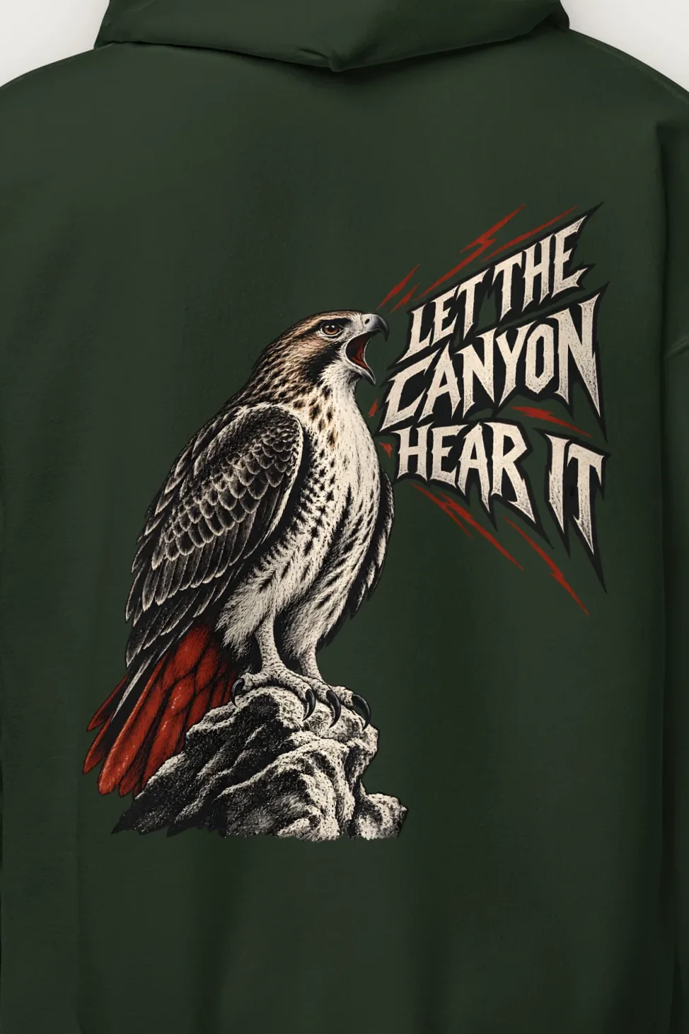 "Let the Canyon Hear It" Heavy Blend Unisex Pullover Hoodie - the graphic up close