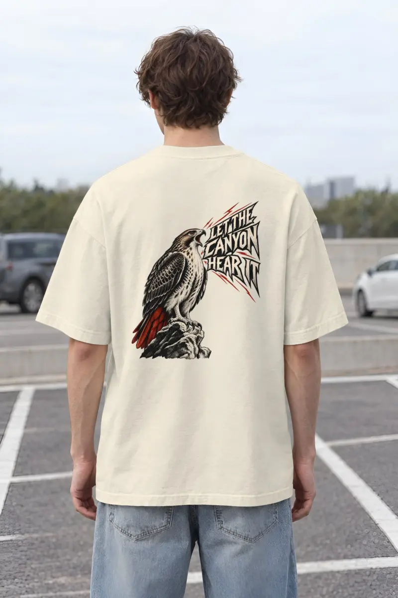 “Let the Canyon Hear It” Men’s Oversized Heavyweight Crewneck T-Shirt