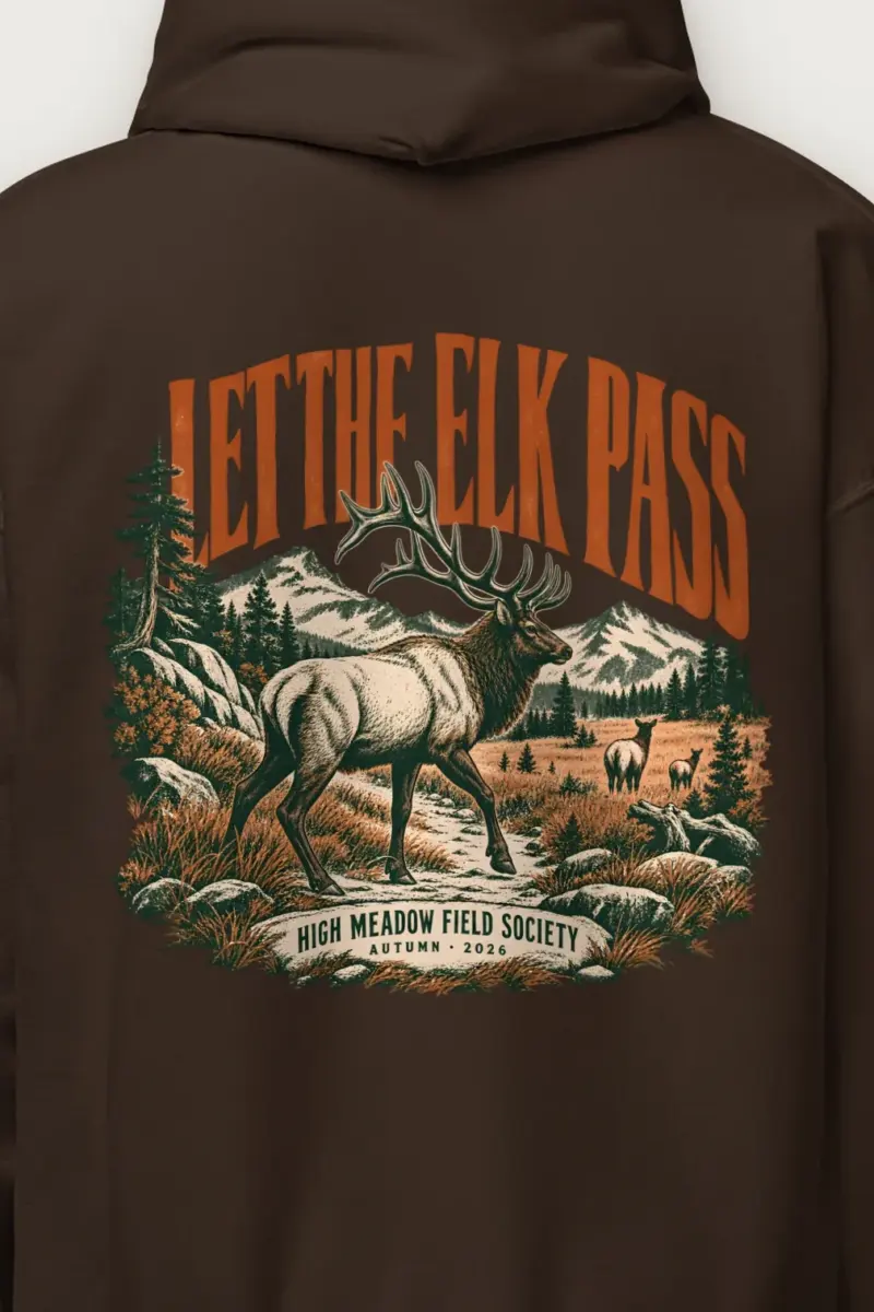 "Let the Elk Pass" Heavy Blend Unisex Pullover Hoodie - the graphic up close
