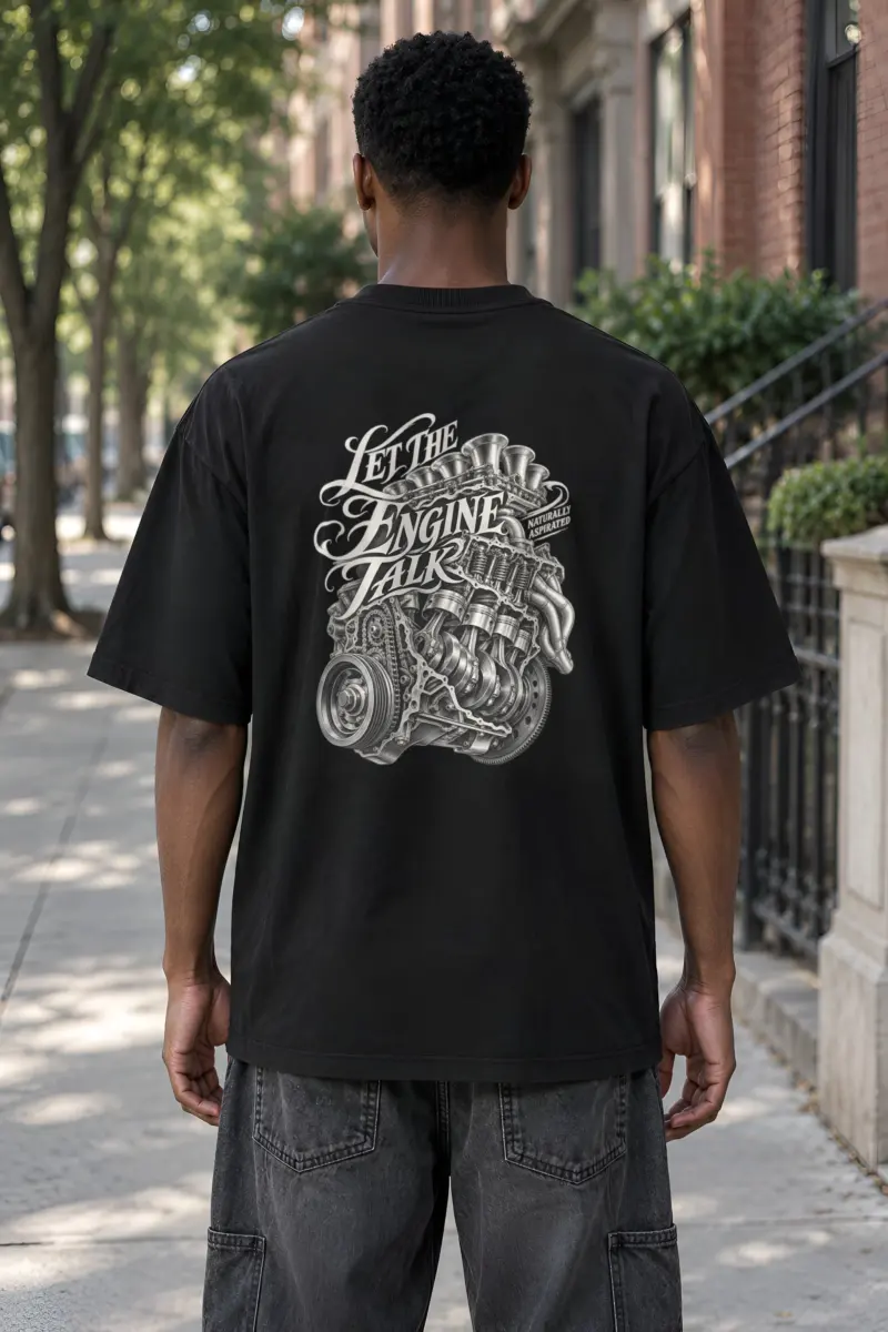 "Let the Engine Talk" Unisex Oversized Heavyweight Crewneck T-Shirt