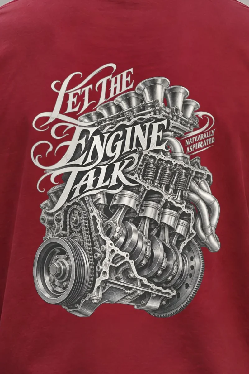 "Let the Engine Talk" Unisex Longsleeve T-shirt - the graphic up close