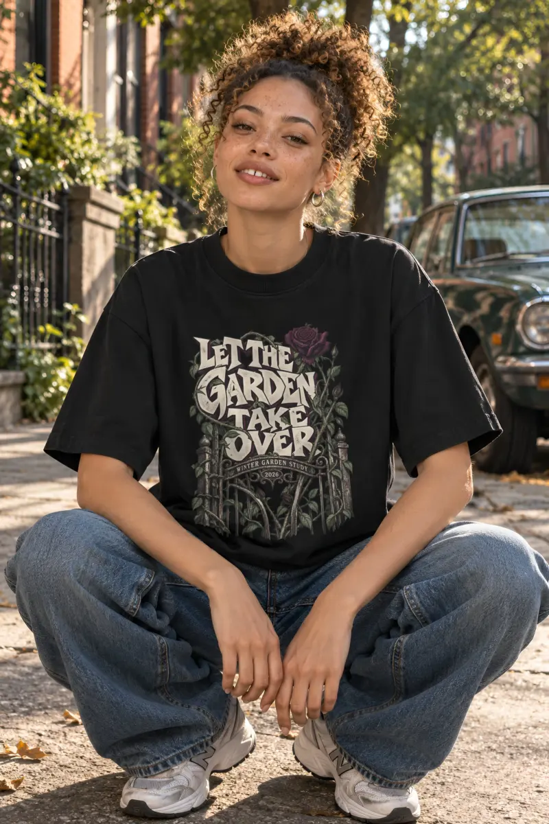 "Let the Garden Take Over" Unisex Oversized Heavyweight Crewneck T-Shirt