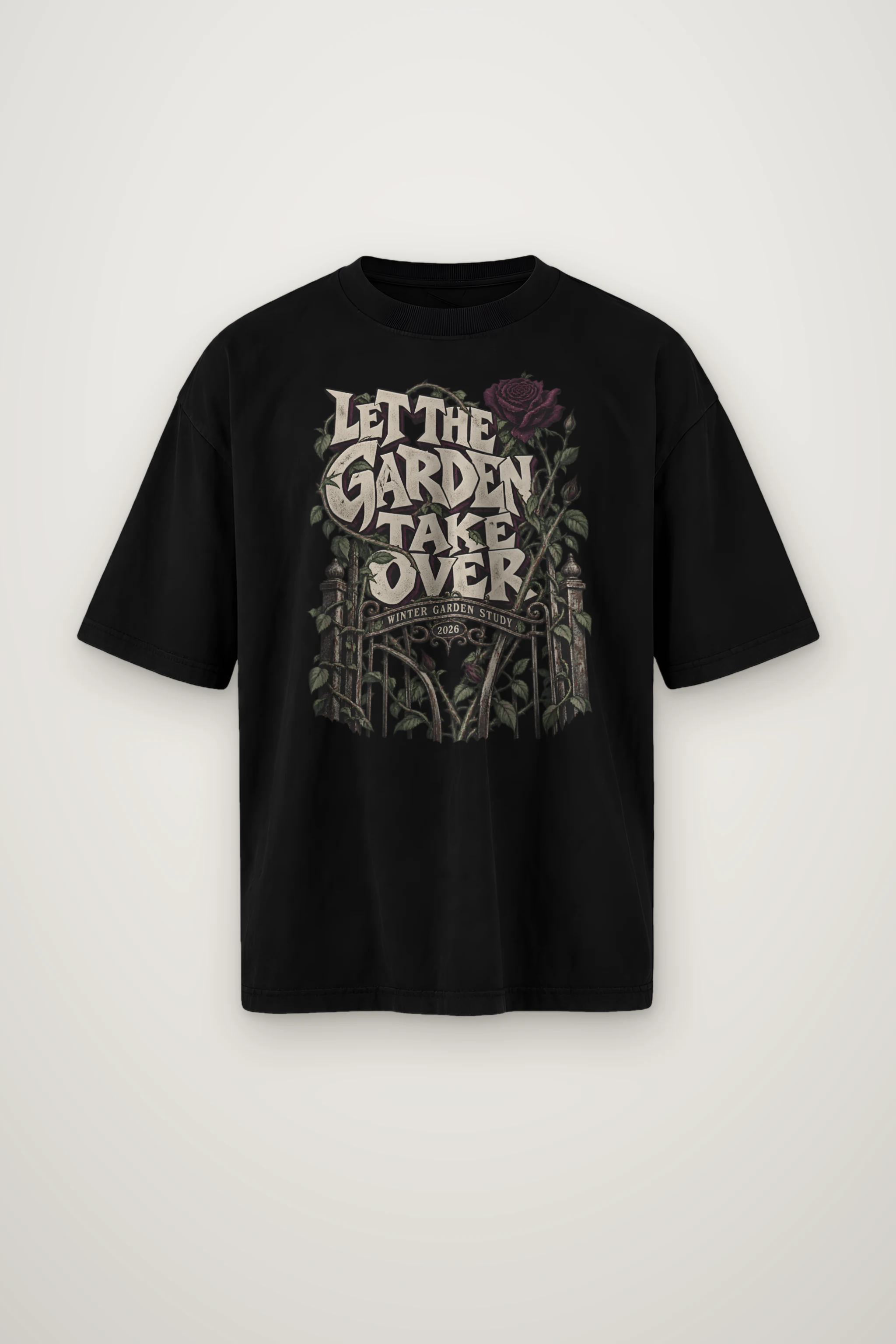 "Let the Garden Take Over" Men's Oversized Heavyweight Crewneck T-Shirt
