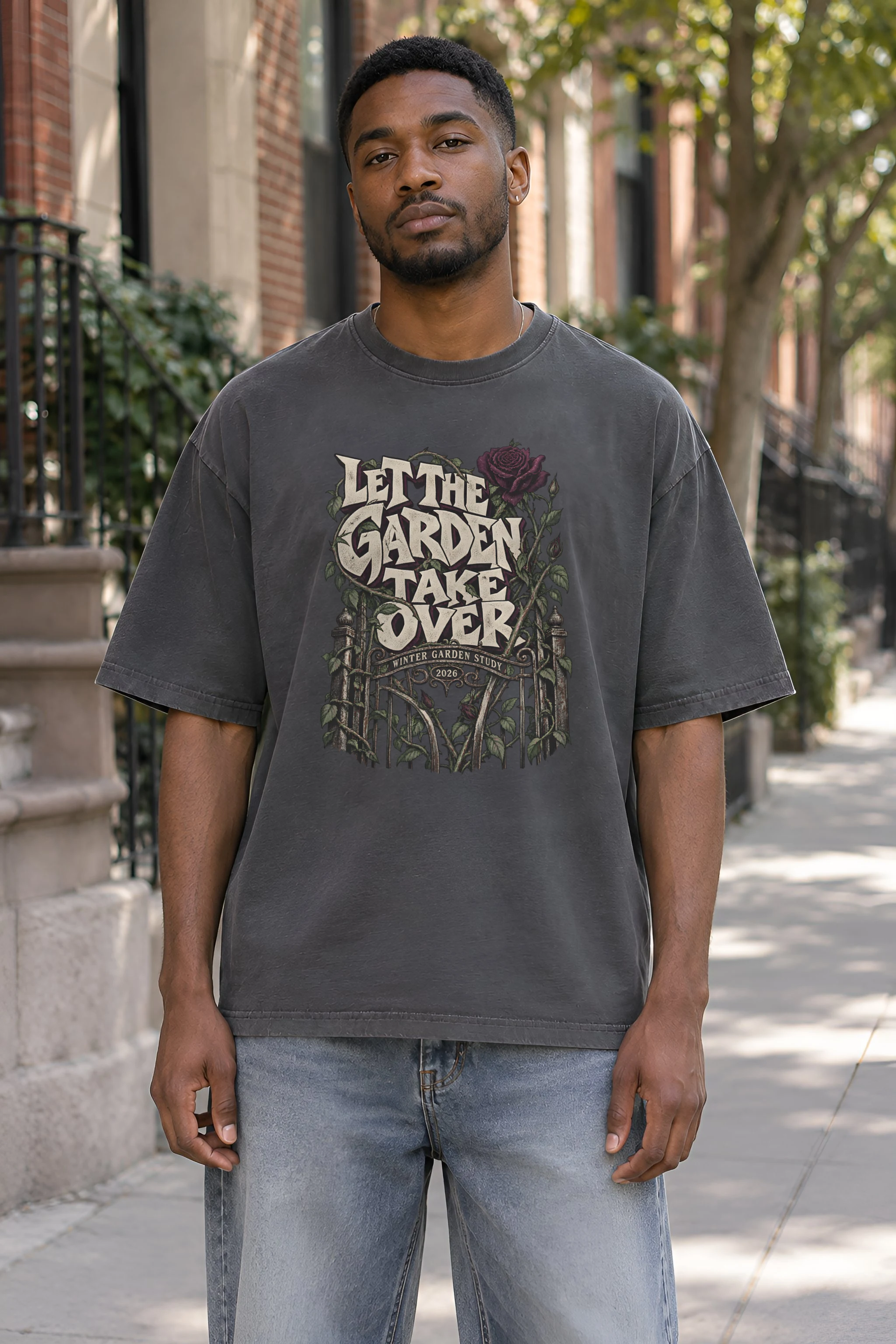 "Let the Garden Take Over" Unisex Oversized Heavyweight Crewneck T-Shirt