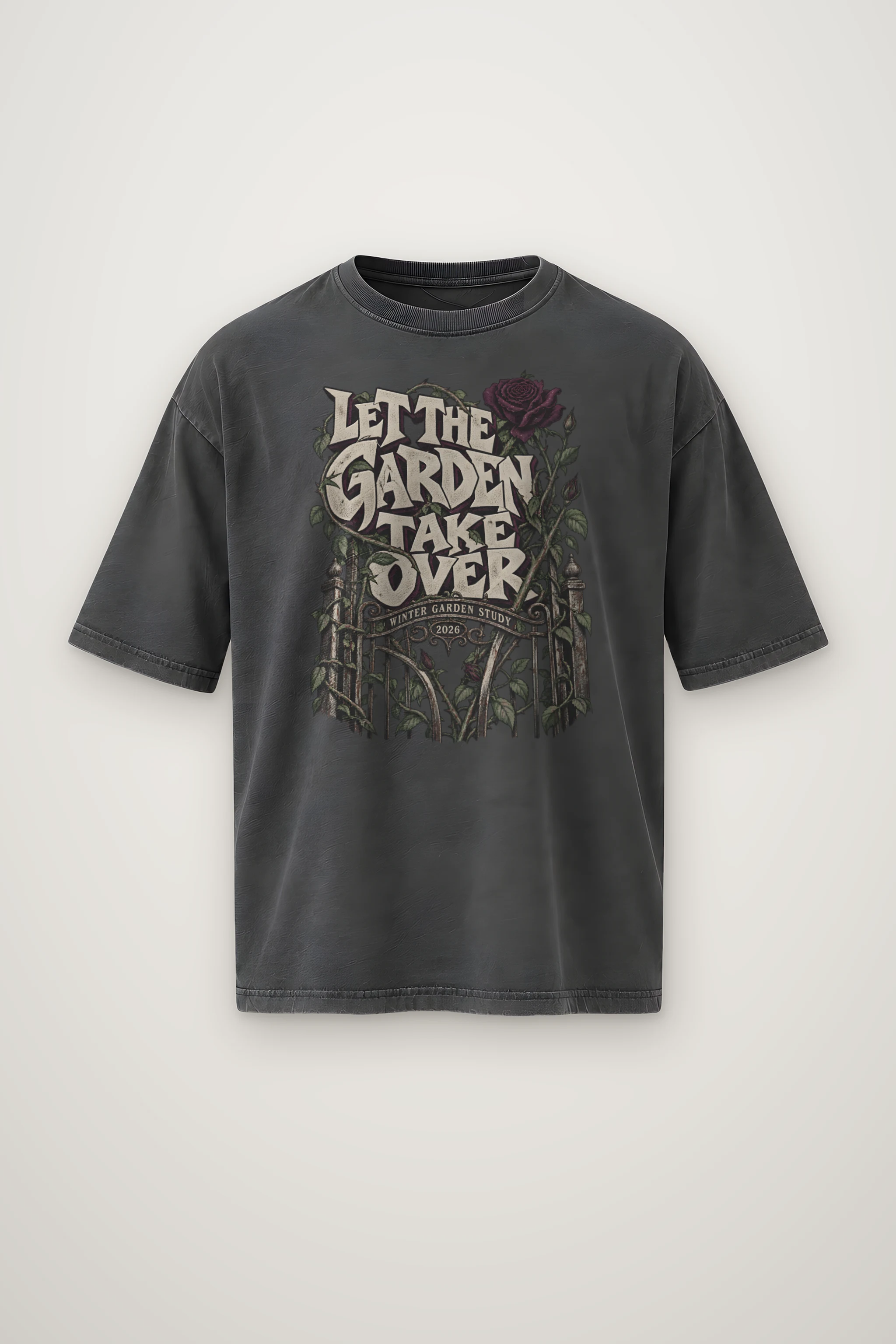 "Let the Garden Take Over" Men's Oversized Heavyweight Crewneck T-Shirt