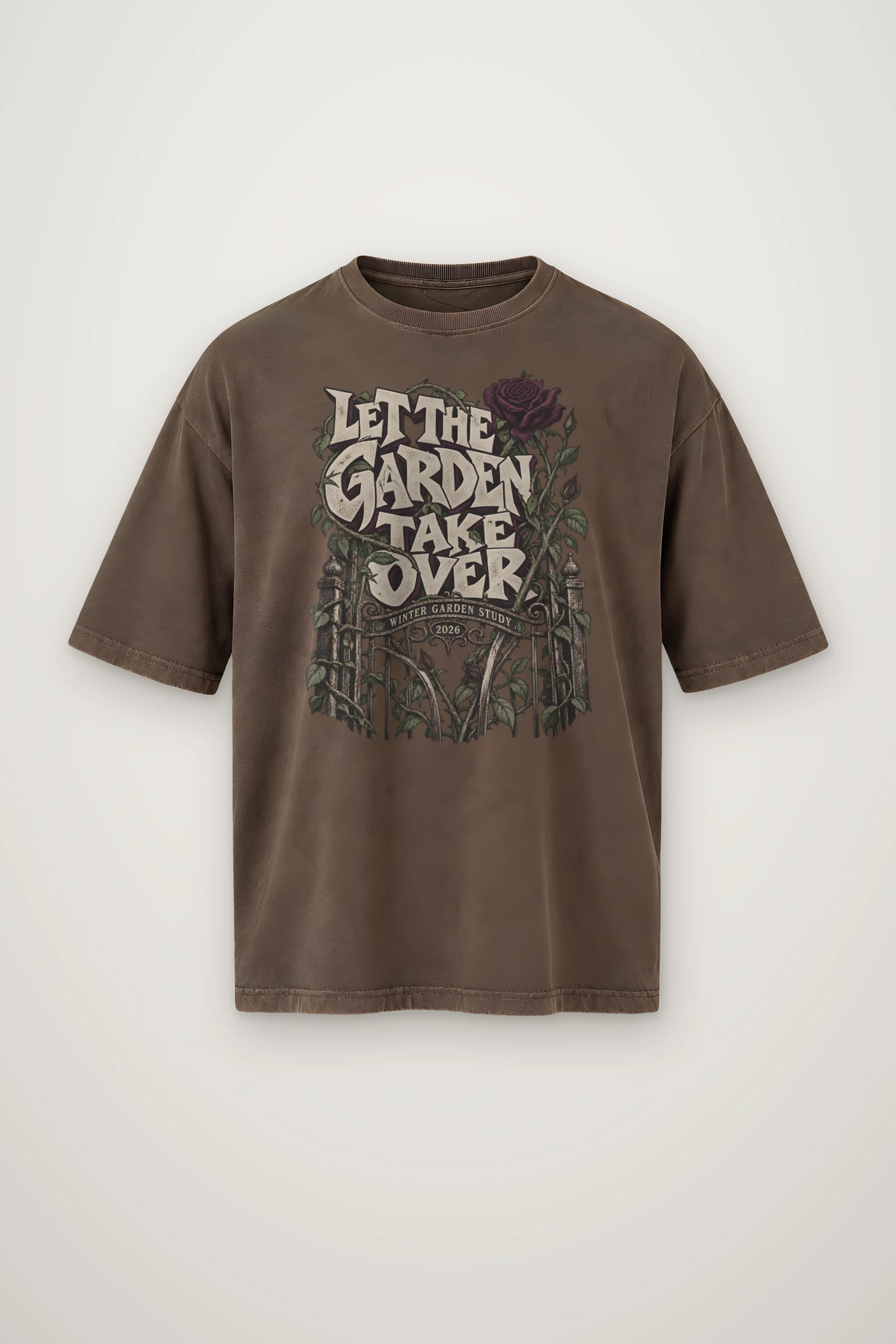 "Let the Garden Take Over" Men's Oversized Heavyweight Crewneck T-Shirt