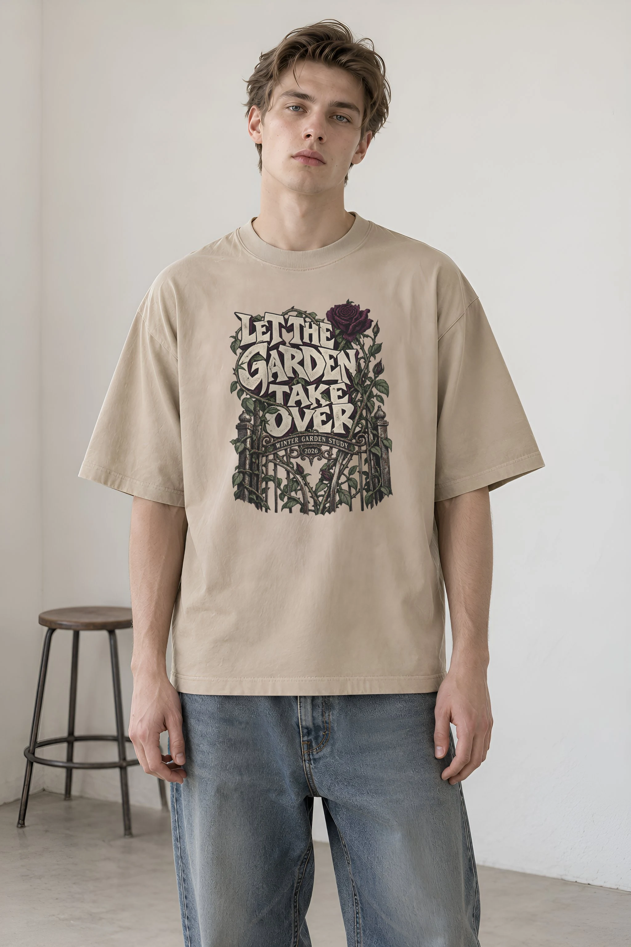 "Let the Garden Take Over" Unisex Oversized Heavyweight Crewneck T-Shirt