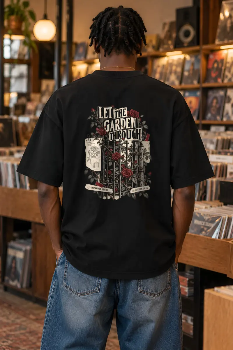"Let The Garden Through" Unisex Oversized Heavyweight Crewneck T-Shirt