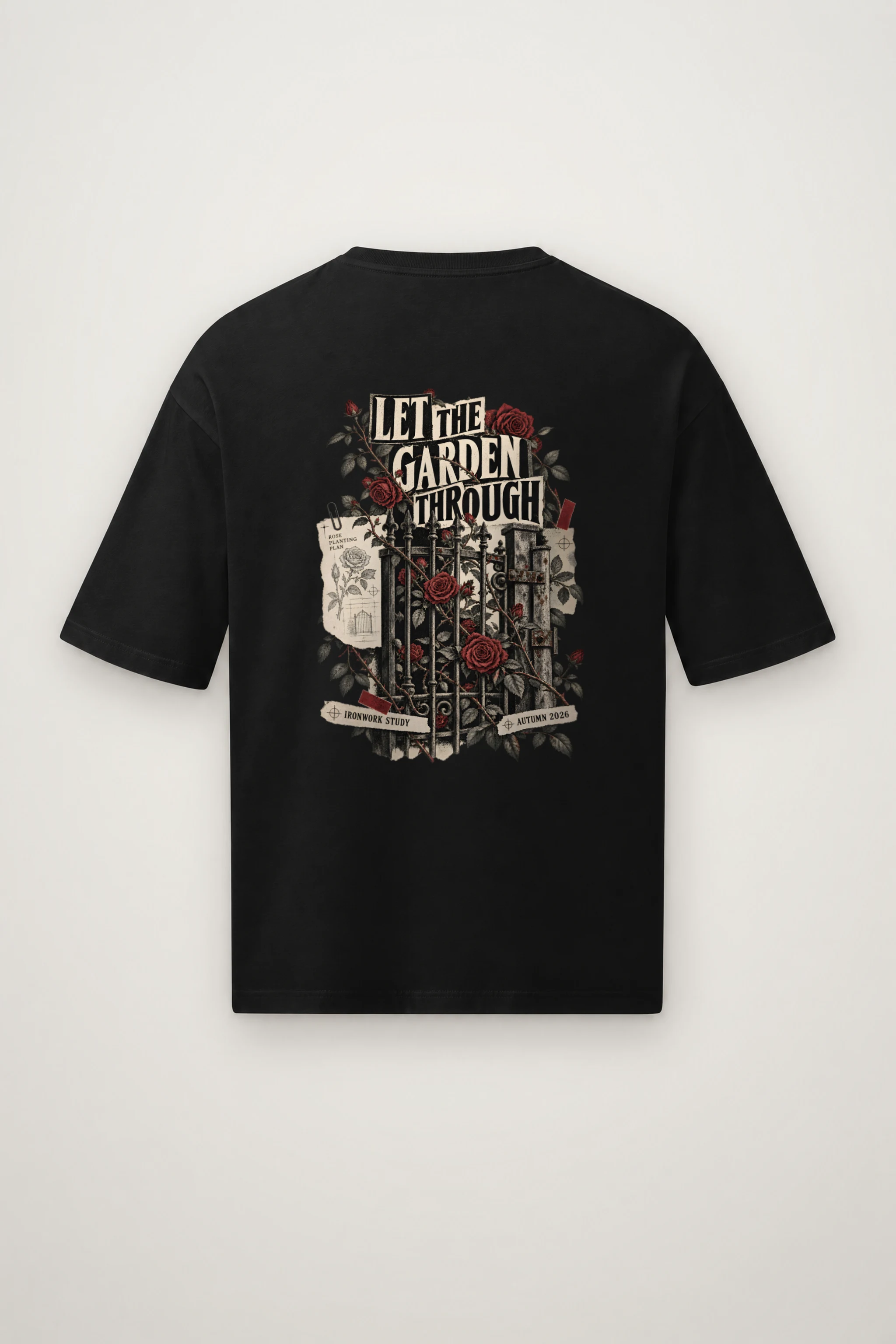 "Let The Garden Through" Men's Oversized Heavyweight Crewneck T-Shirt