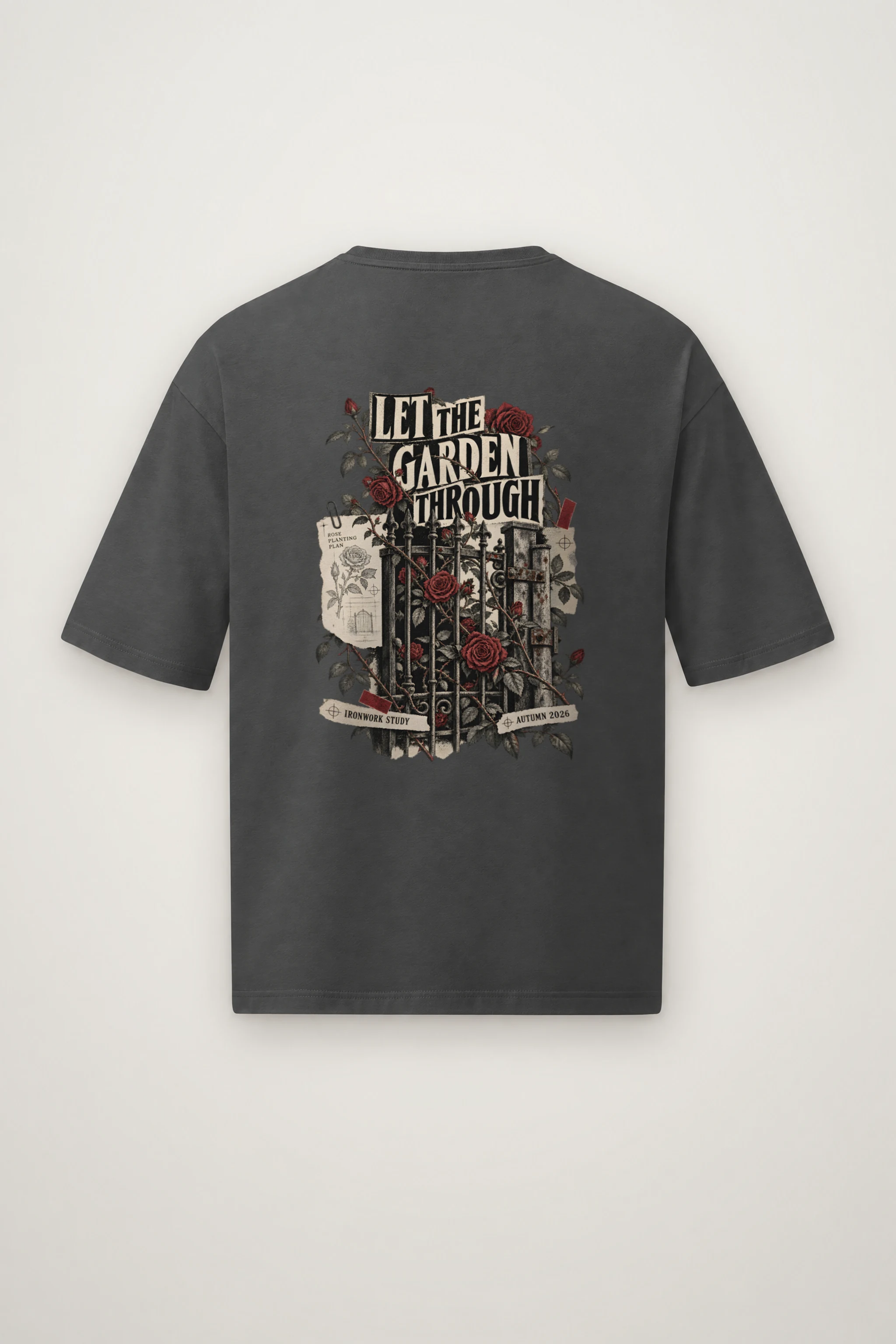 "Let The Garden Through" Men's Oversized Heavyweight Crewneck T-Shirt