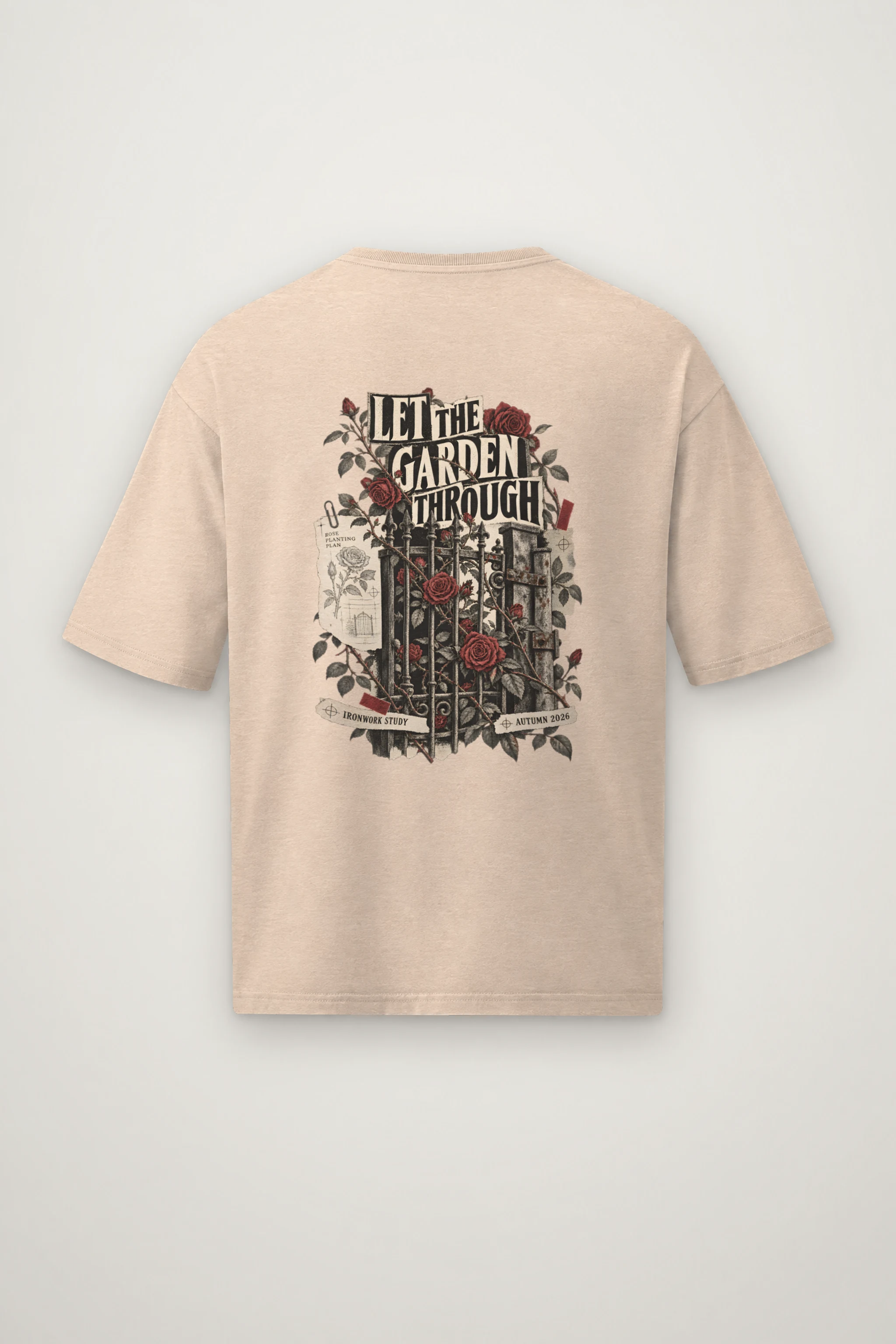 "Let The Garden Through" Men's Oversized Heavyweight Crewneck T-Shirt