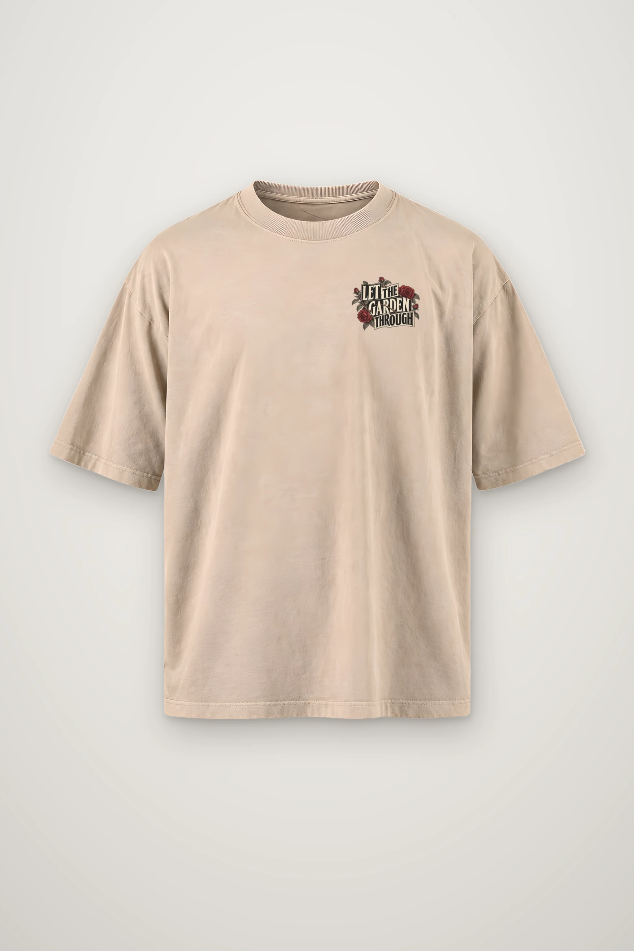 "Let The Garden Through" Men's Oversized Heavyweight Crewneck T-Shirt
