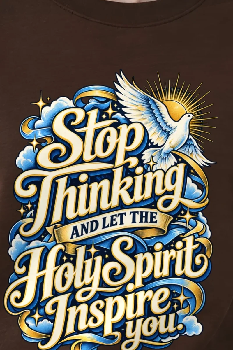 "Stop Thinking Script Sweatshirt" 1 Crewneck Sweatshirt - the graphic up close