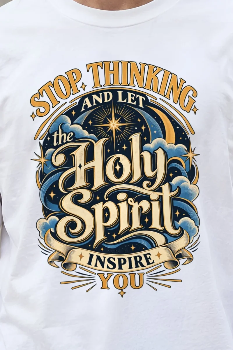 "Let The Holy Spirit Inspire You" Unisex Longsleeve T-shirt - the graphic up close