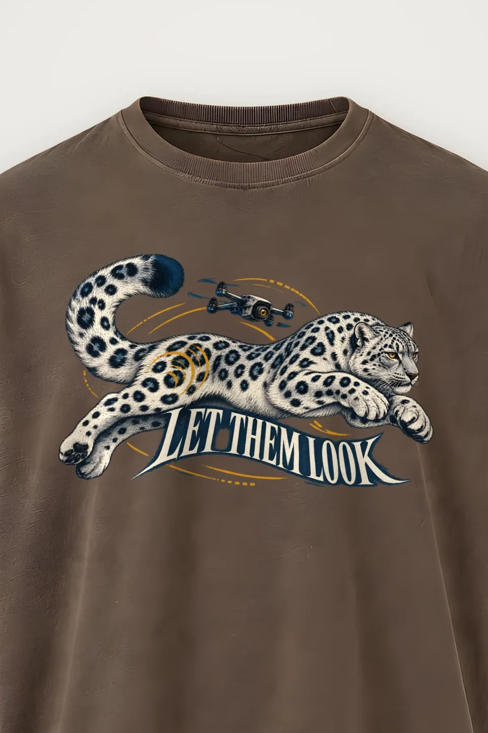 "Let Them Look" Men’s Oversized Heavyweight Crewneck T-Shirt - the graphic up close