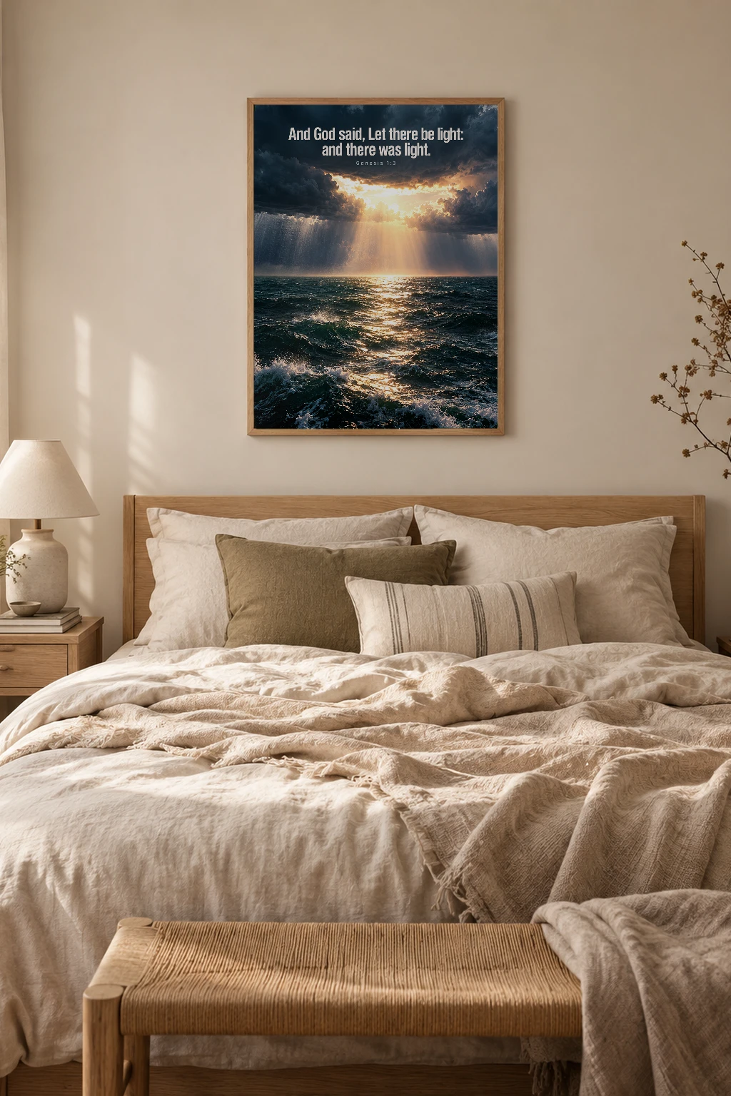 "Let There Be Light" Premium Wooden Framed Poster