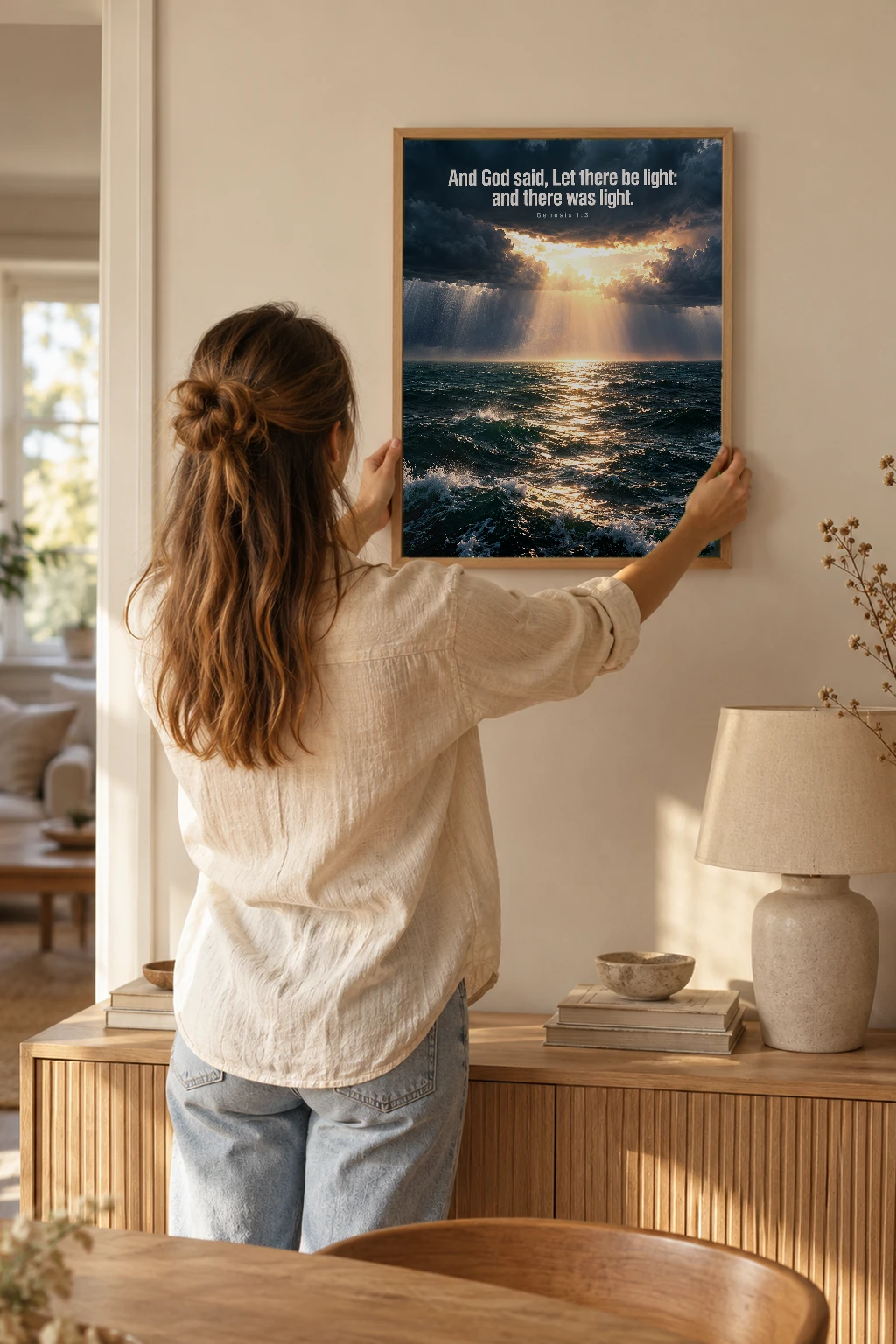 "Let There Be Light" Premium Wooden Framed Poster
