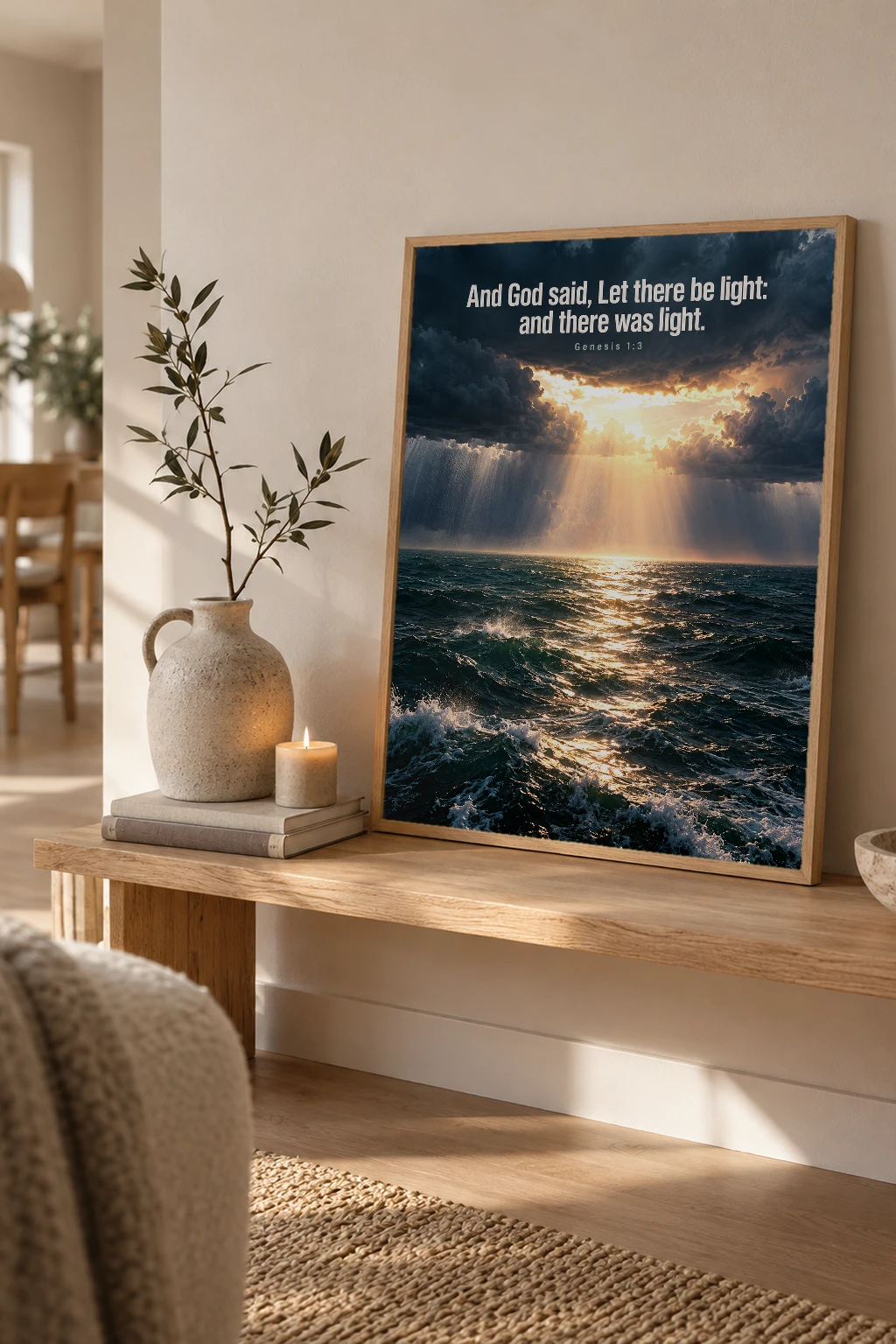 "Let There Be Light" Premium Wooden Framed Poster