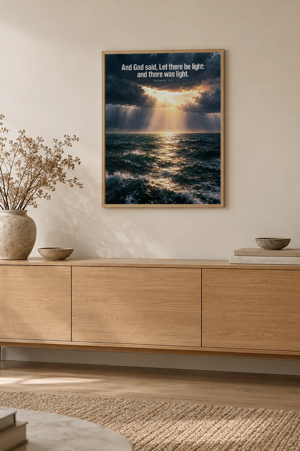 "Let There Be Light" Premium Wooden Framed Poster