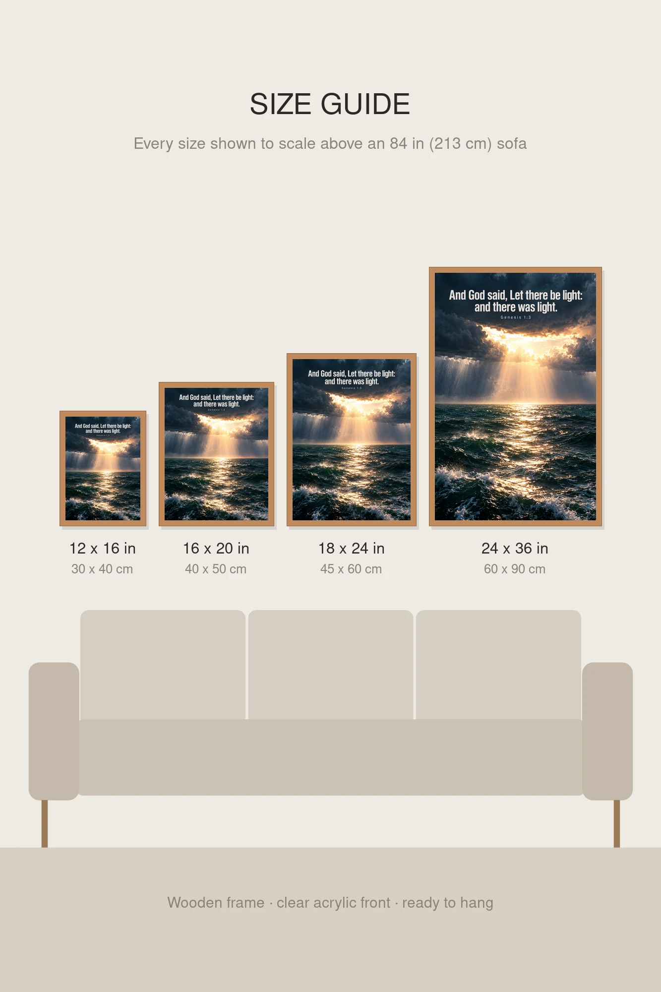 "Let There Be Light" Premium Wooden Framed Poster