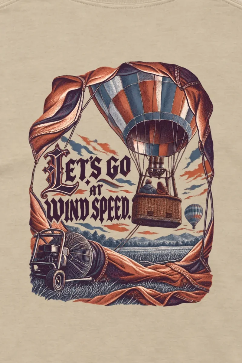 "Let’s Go at Wind Speed" Unisex Longsleeve T-shirt - the graphic up close