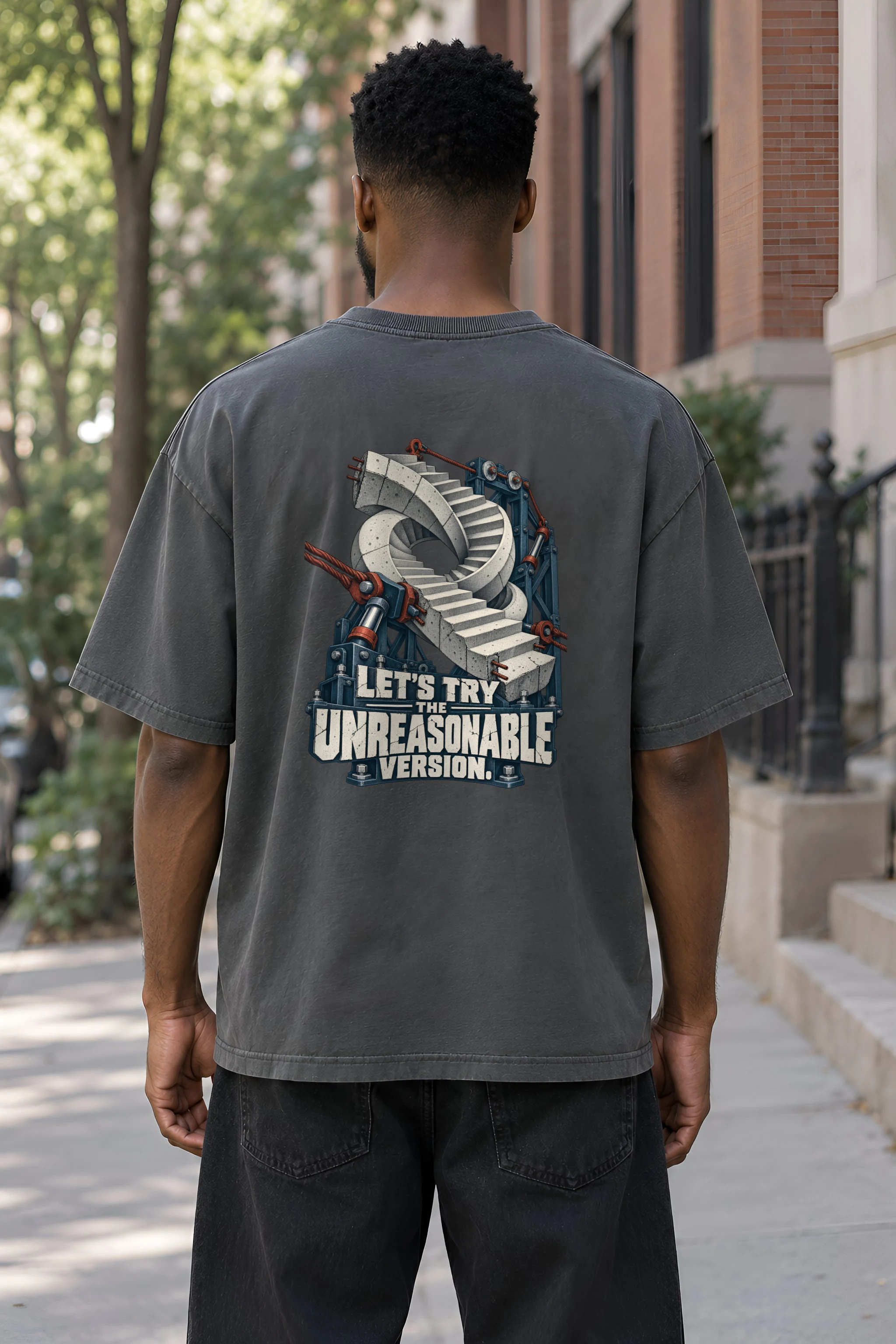 "Let's Try The Unreasonable Version" Men's Oversized Heavyweight Crewneck T-Shirt