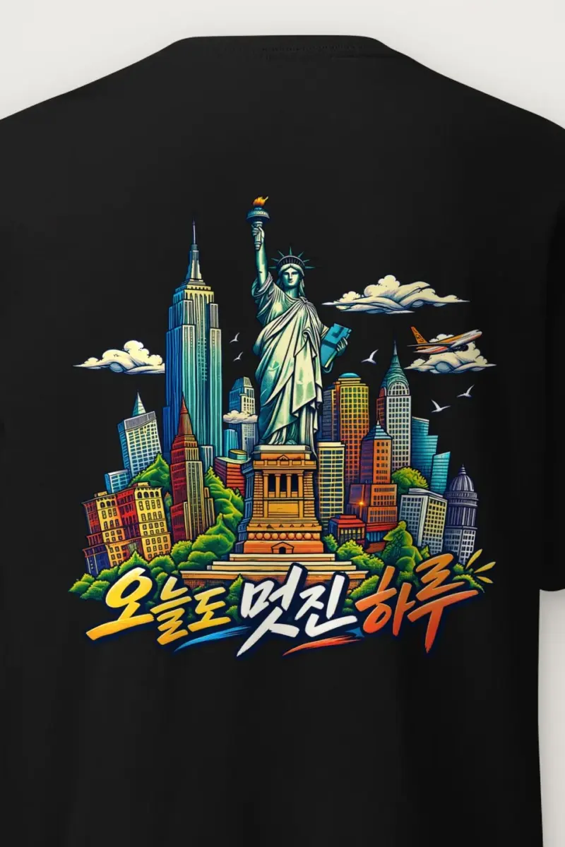 "Liberty Comic Skyline" Heavyweight Unisex Crewneck T-shirt