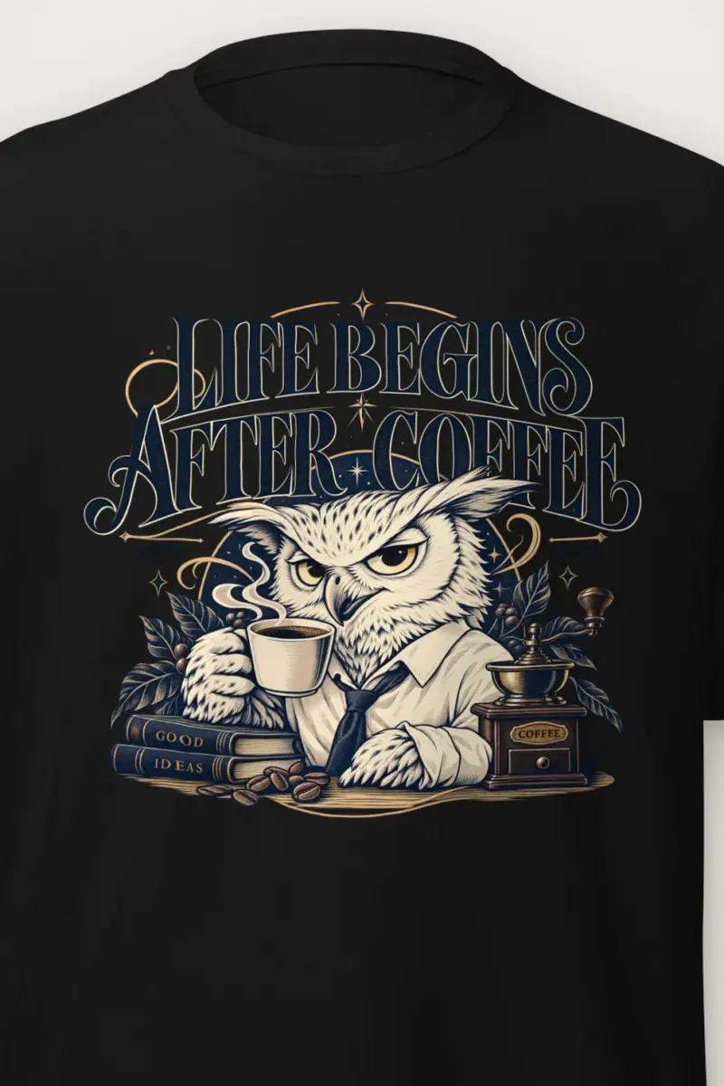 "Life Begins After Coffee" Heavyweight Unisex Crewneck T-shirt